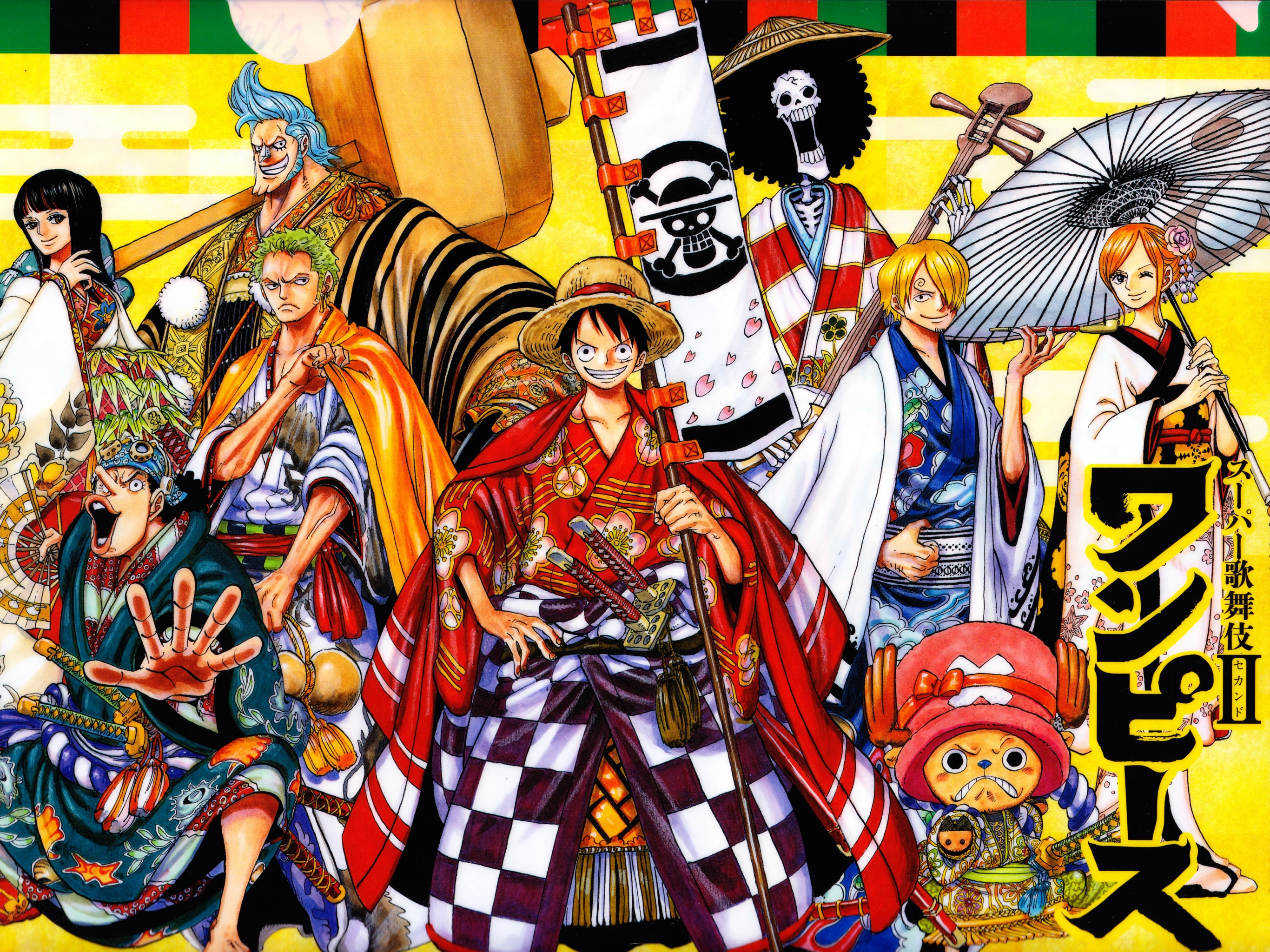 Download mobile wallpaper Anime, One Piece, Tony Tony Chopper, Usopp (One Piece), Roronoa Zoro, Monkey D Luffy, Nami (One Piece), Sanji (One Piece), Nico Robin, Franky (One Piece), Japanese Clothes for free.