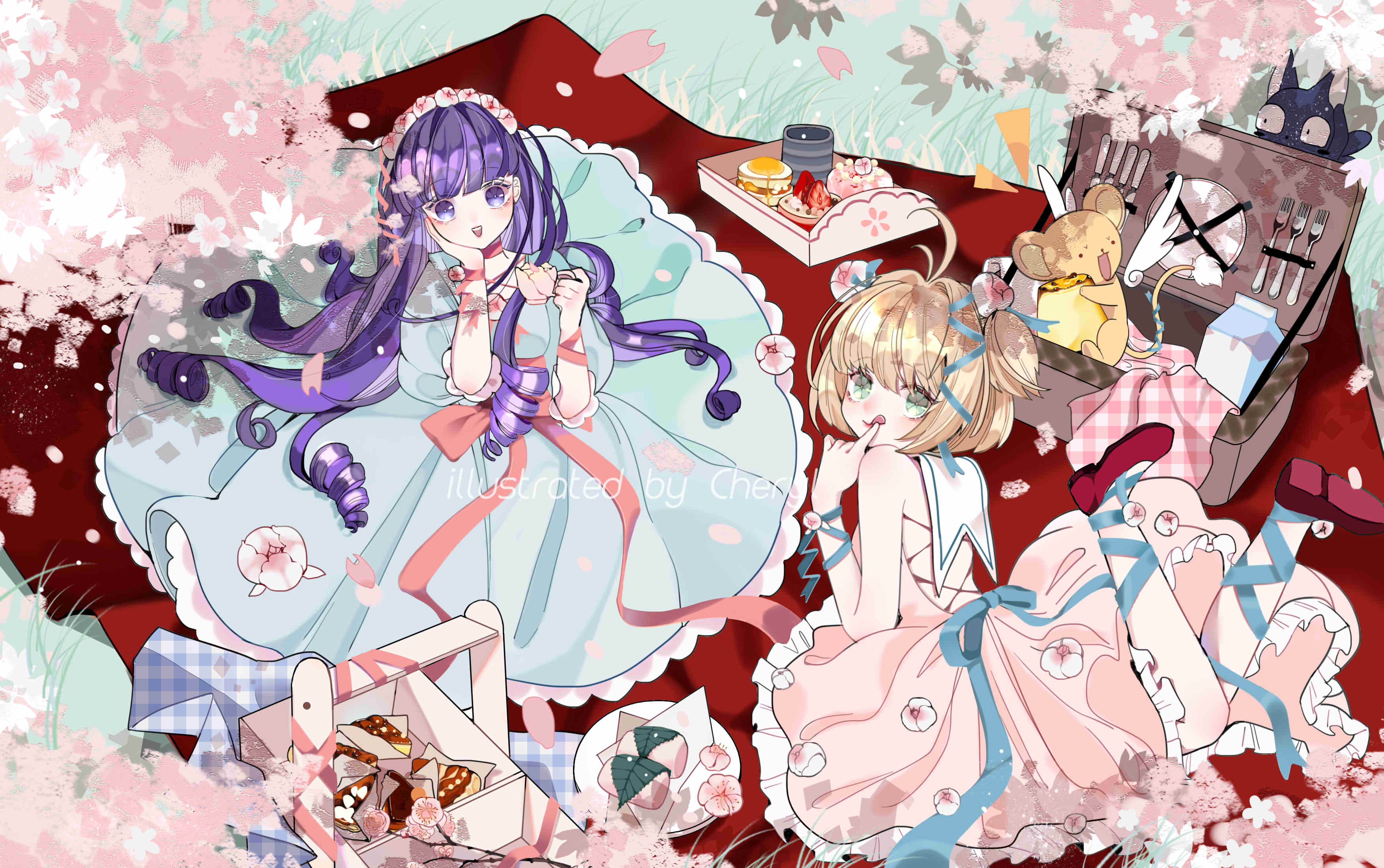 Descarga gratis la imagen Animado, Sakura Cazadora De Cartas, Sakura Kinomoto, Tomoyo Daidou Ji, Keroberos (Card Captor Sakura) en el escritorio de tu PC