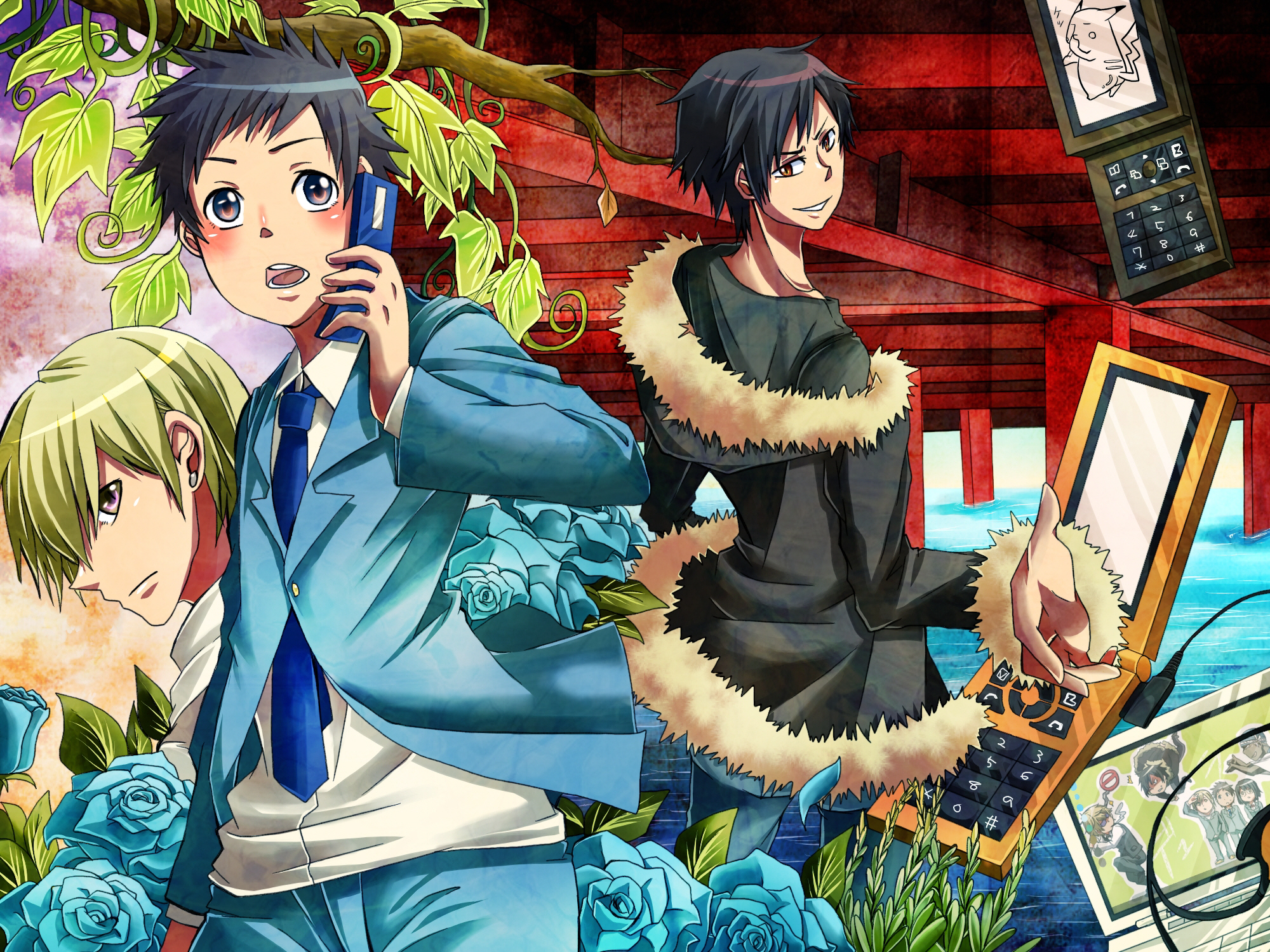 Download mobile wallpaper Anime, Durarara!!, Izaya Orihara, Masaomi Kida, Mikado Ryūgamine for free.