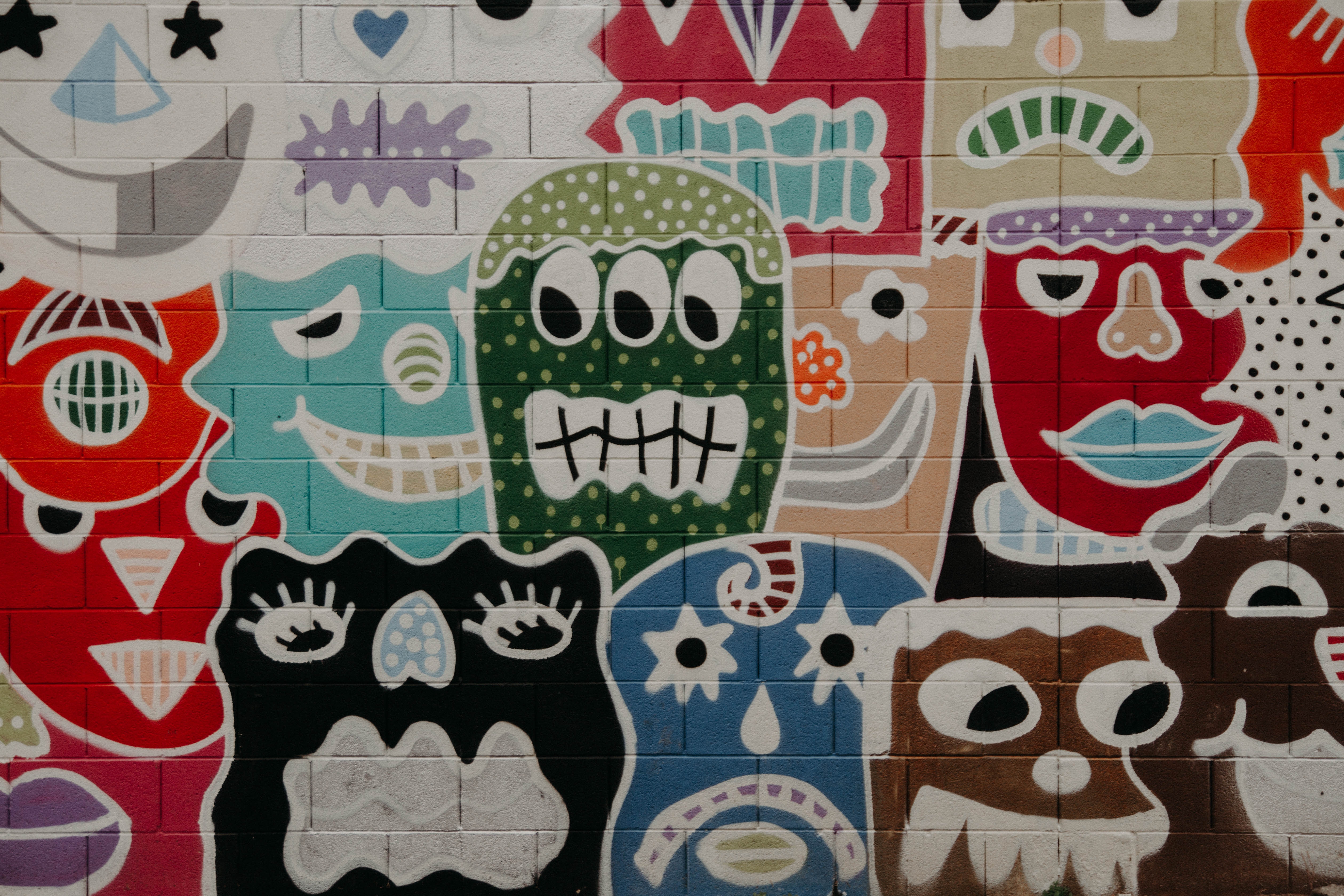 art, face, wall, graffiti, faces FHD, 4K, UHD