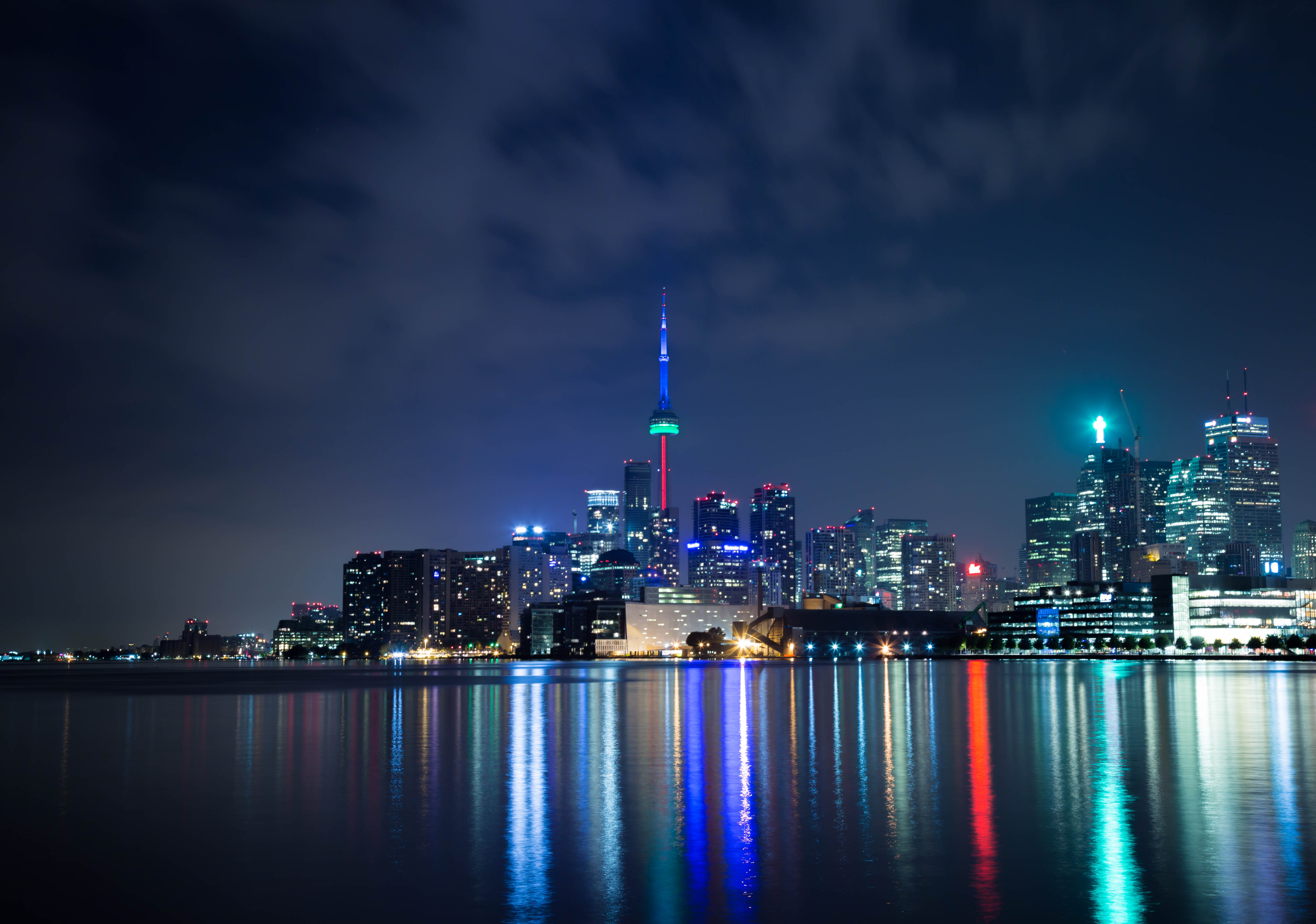 Download mobile wallpaper Lights, Reflection, Cities, Night City, Tower, Architecture for free.