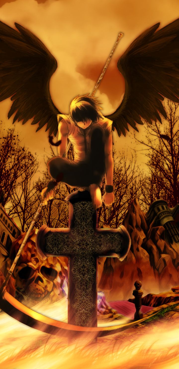 Download mobile wallpaper Anime, Death Note, Angel, Cross, Scythe for free.