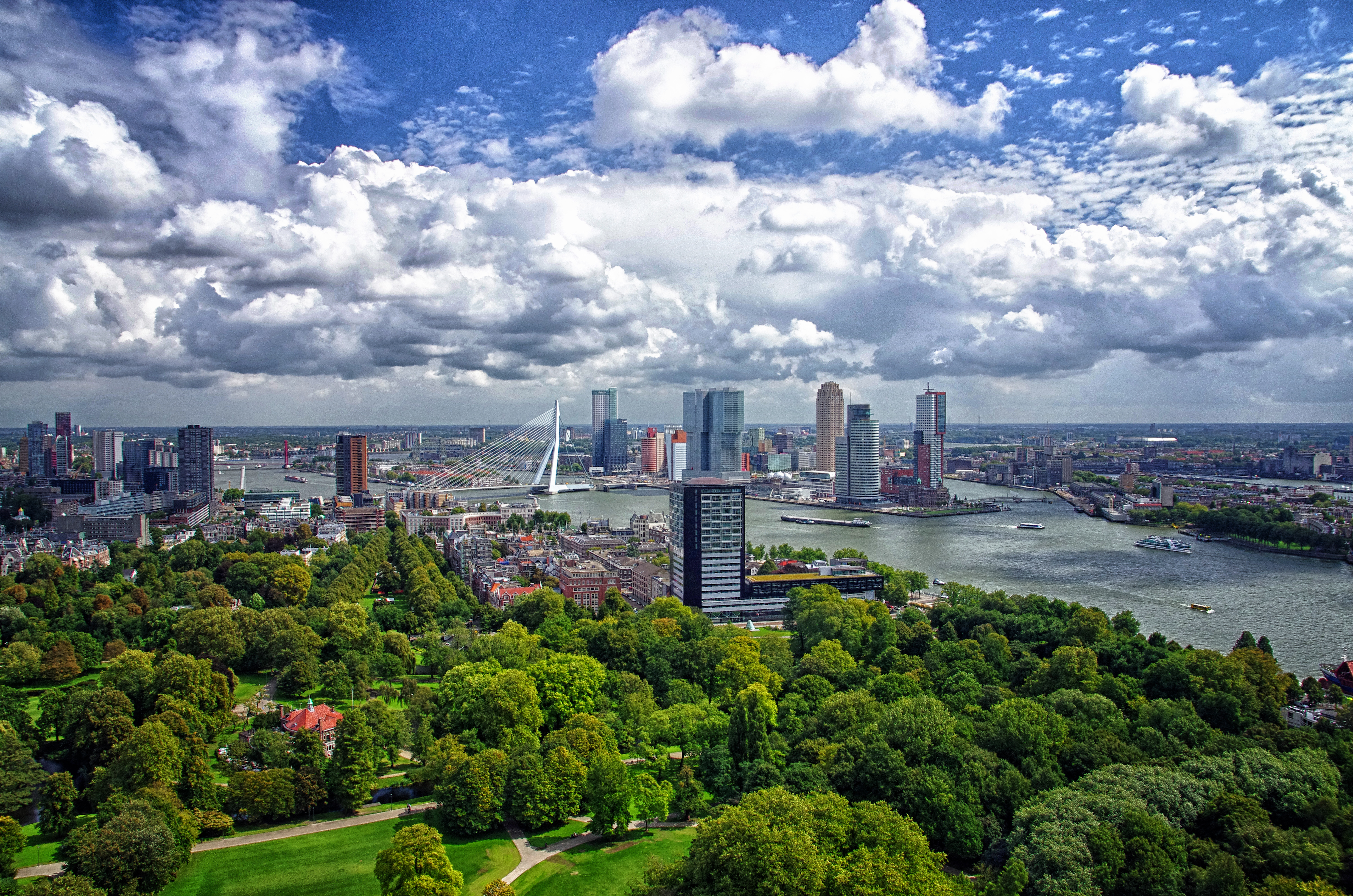 353064 скачать картинку роттердам, сделано человеком, облака, гавань, нидерланды, небо, города - обои и заставки бесплатно