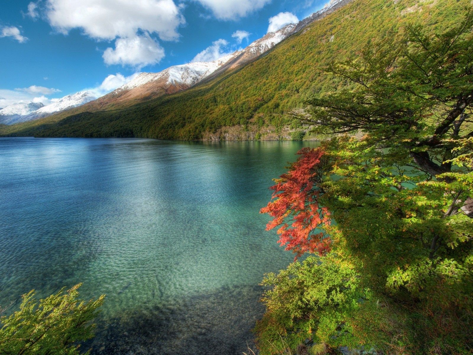 mountains, nature, lake, water surface, clear water