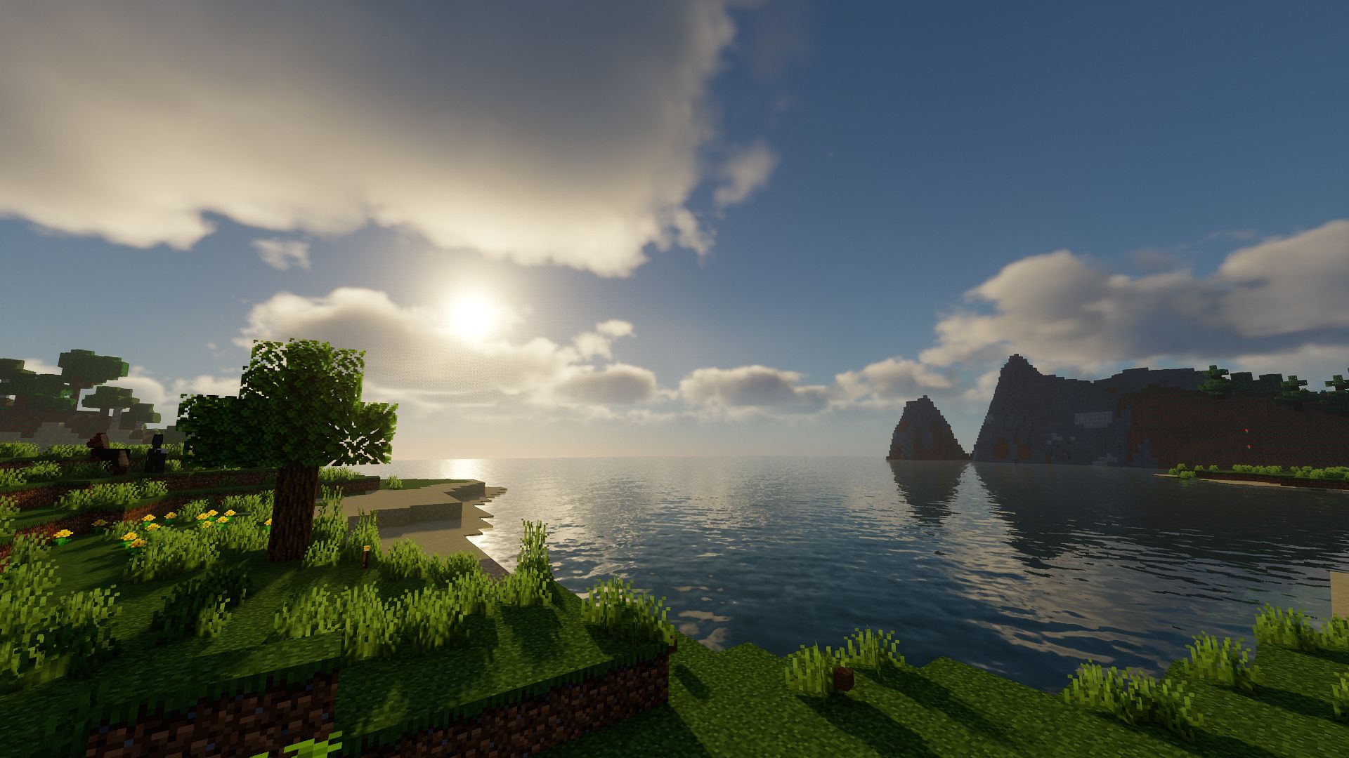 Laden Sie das Minecraft, Meer, Sonne, Computerspiele-Bild kostenlos auf Ihren PC-Desktop herunter