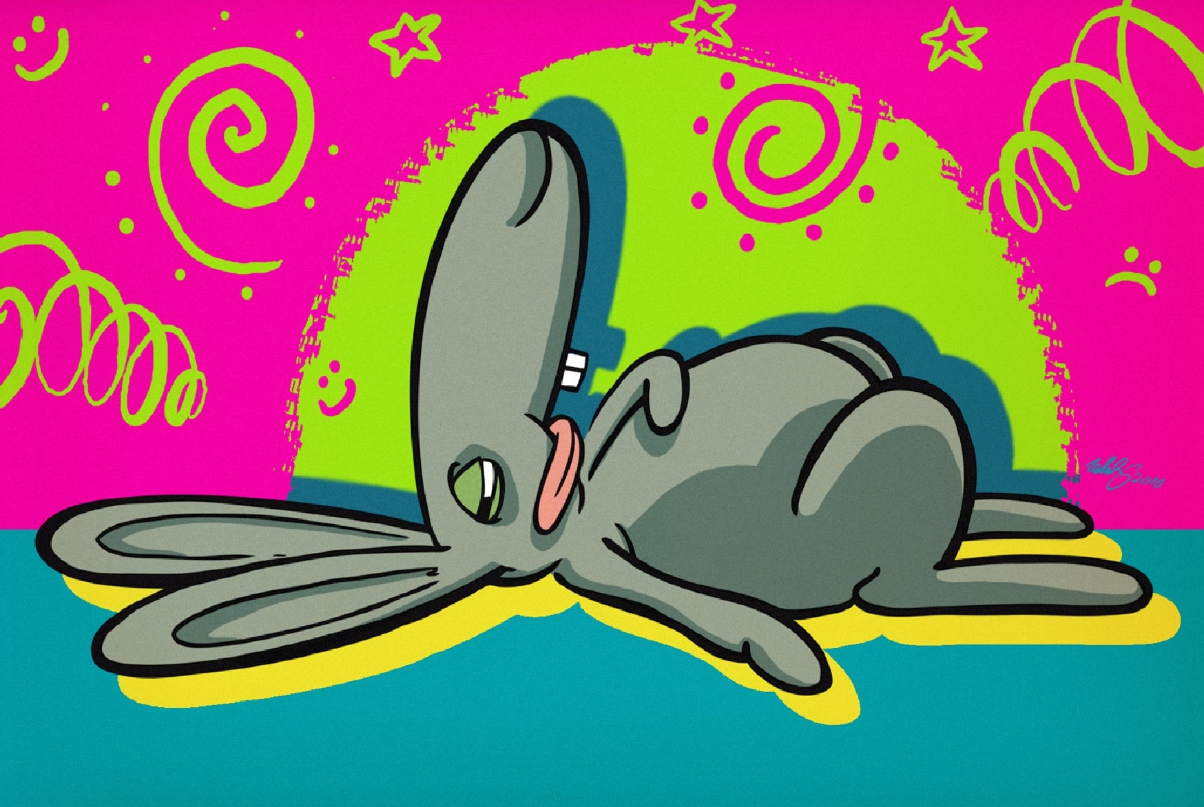 Free download wallpaper Bright, Sleep, Rabbit, Art, Picture, Dream, Drawing on your PC desktop
