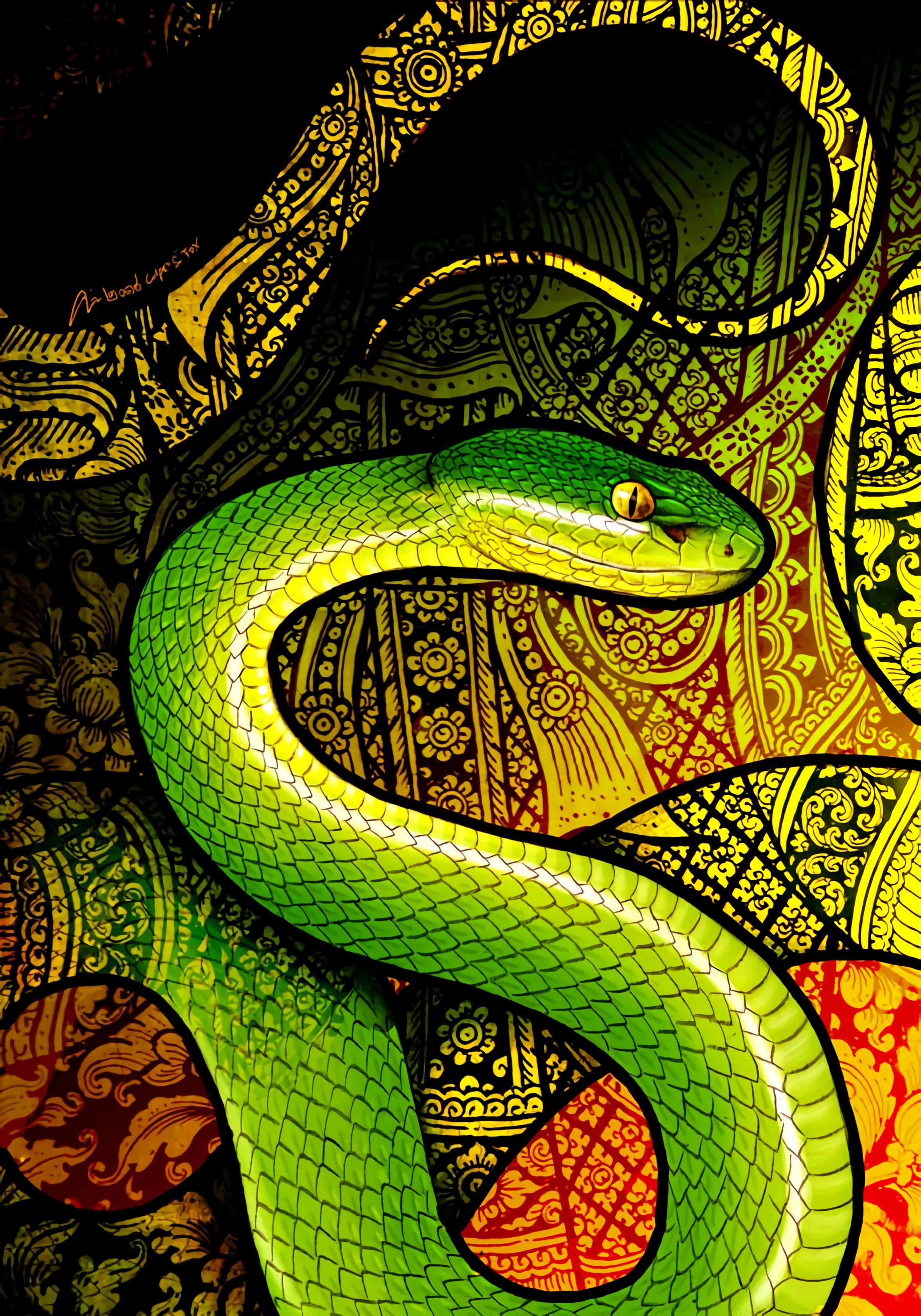 147811画像をダウンロードアート, ヘビ, パターン, 爬虫類, 蛇-壁紙とスクリーンセーバーを無料で