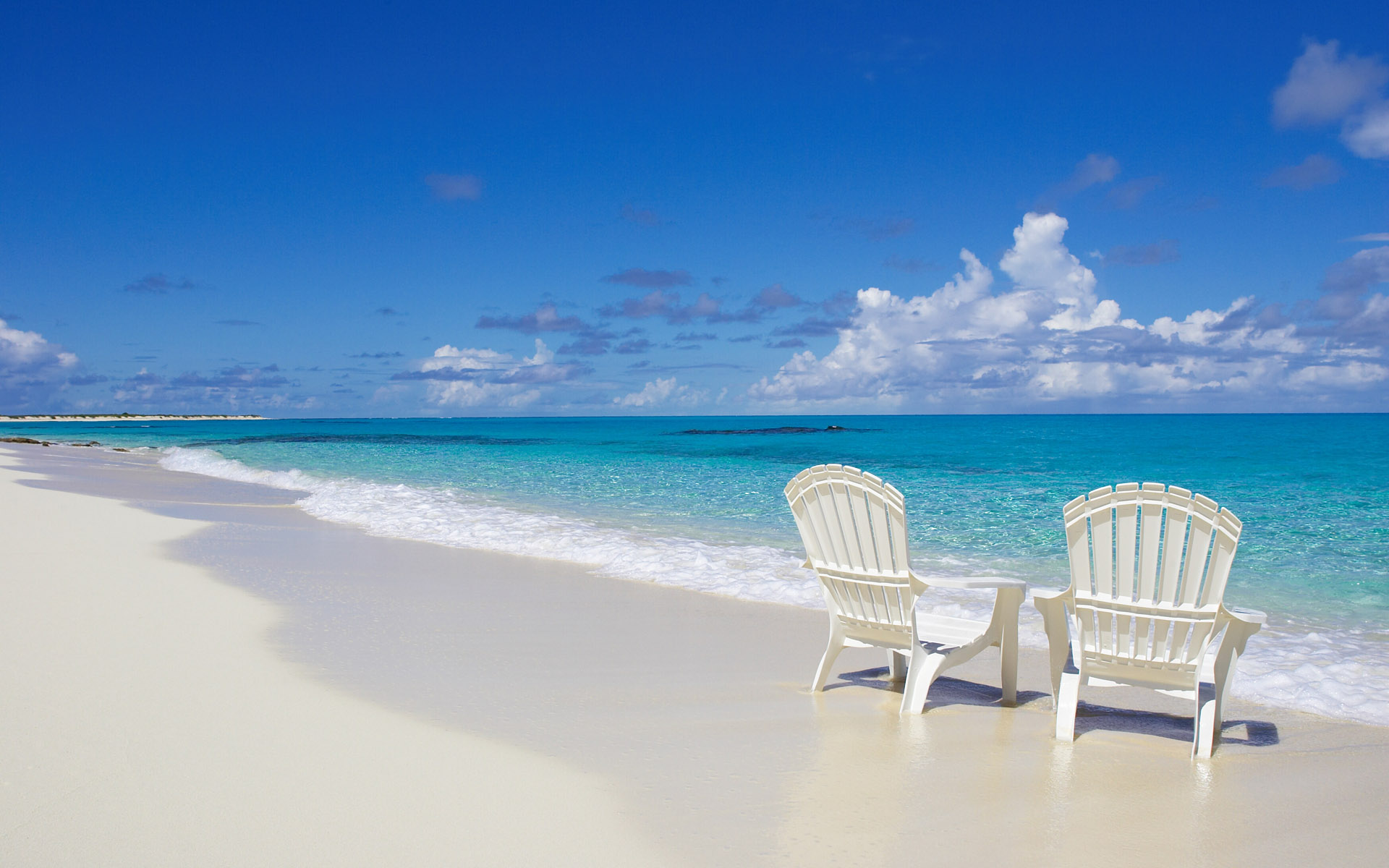 Download mobile wallpaper Beach, Horizon, Chair, Ocean, Tropical, Photography for free.