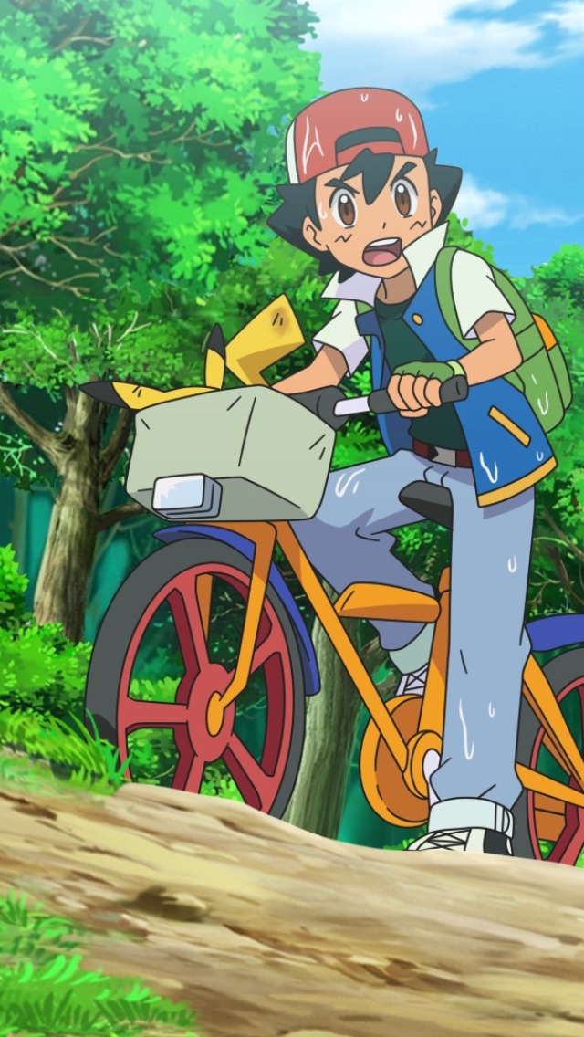 Download mobile wallpaper Anime, Cap, Bike, Pokémon, Pikachu, Brown Eyes, Black Hair, Ash Ketchum for free.