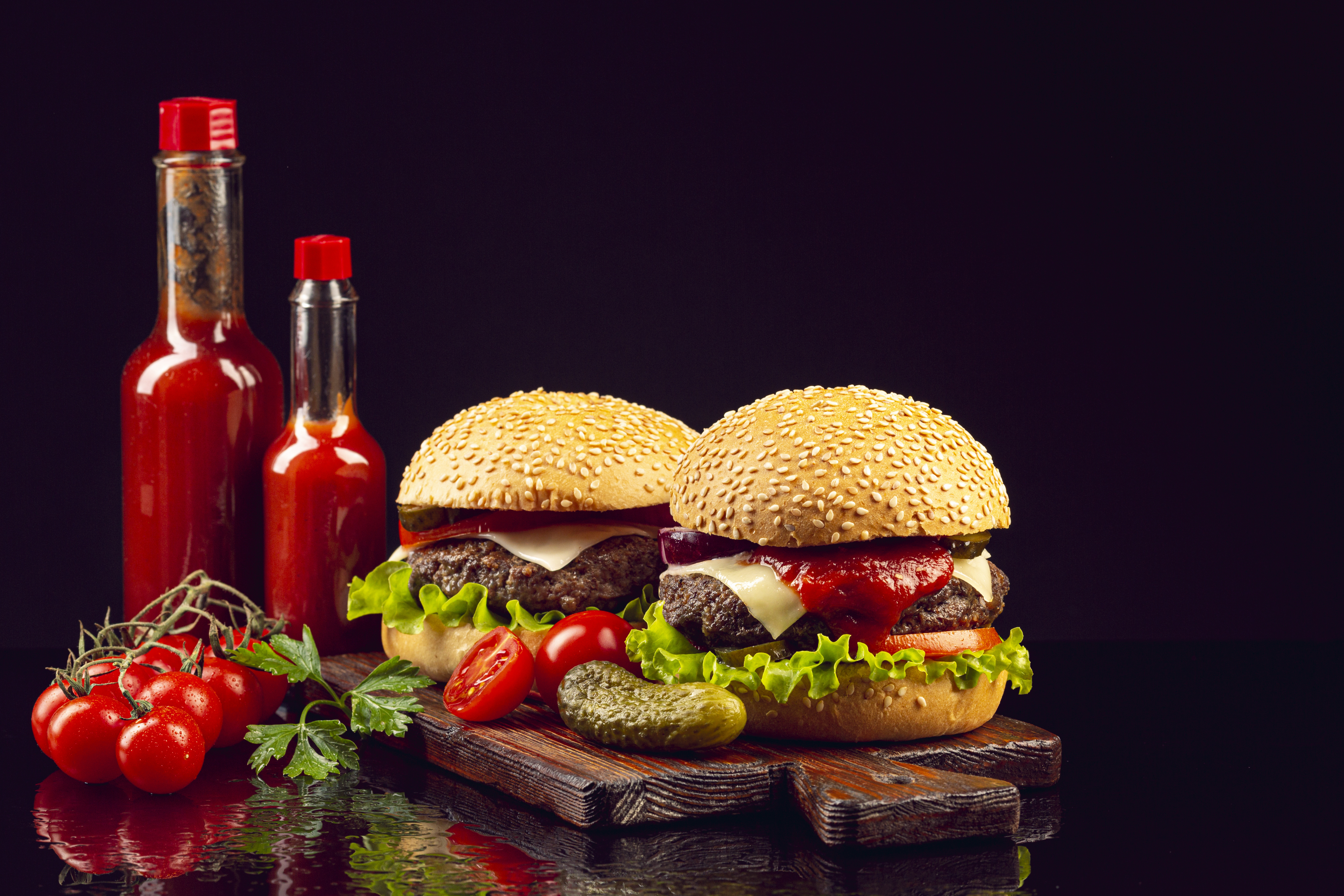 Download mobile wallpaper Food, Still Life, Tomato, Burger for free.