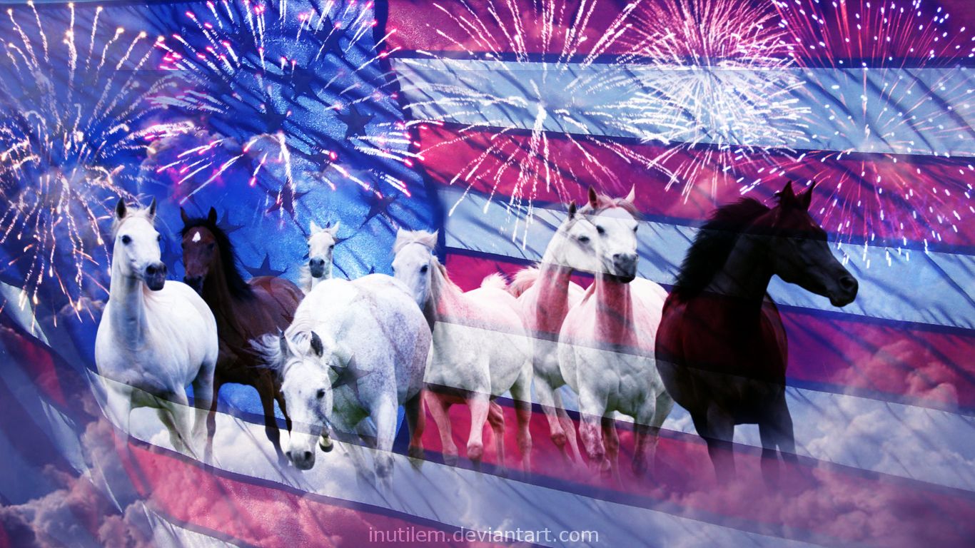 691202 скачать обои сша, праздничные, 4 июля, фейверки, лошадь, день независимости - заставки и картинки бесплатно