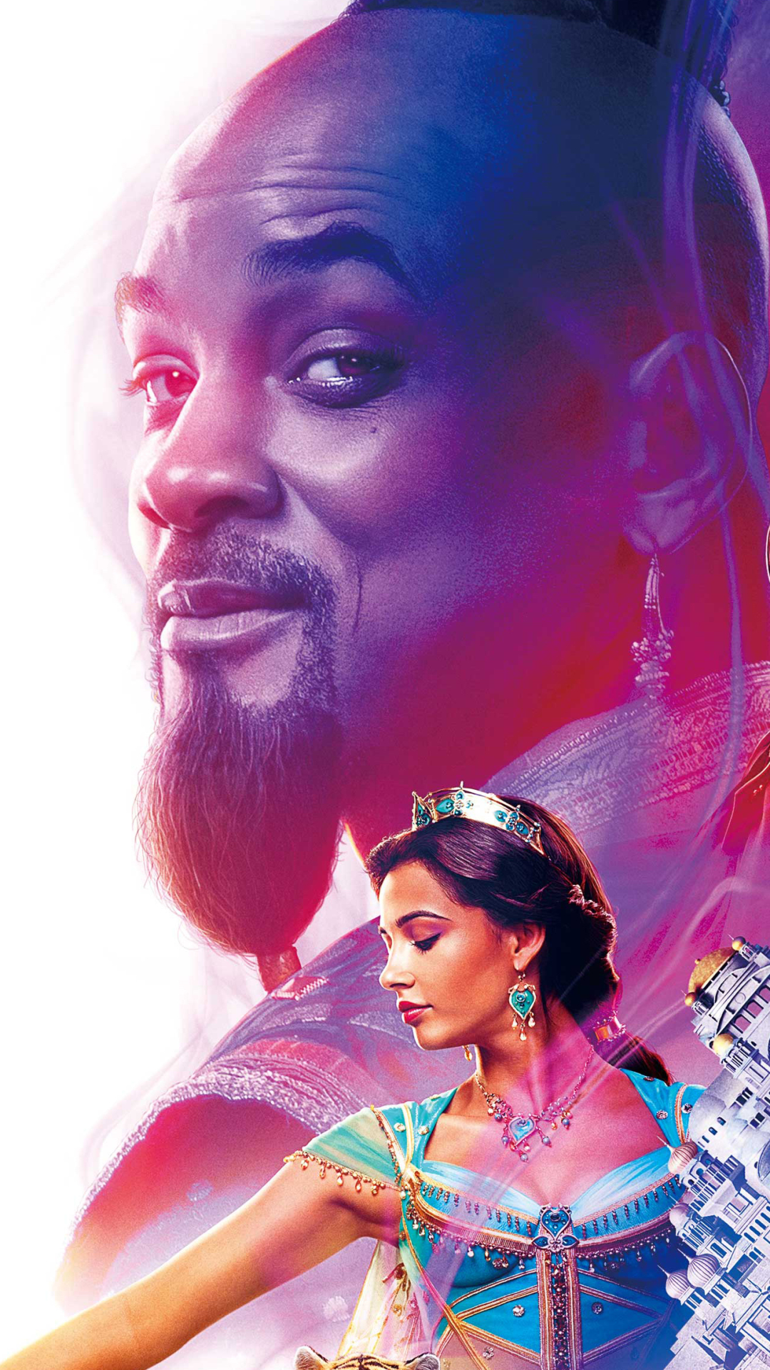 Handy-Wallpaper Will Smith, Filme, Naomi Scott, Prinzessin Jasmin, Aladdin (2019) kostenlos herunterladen.