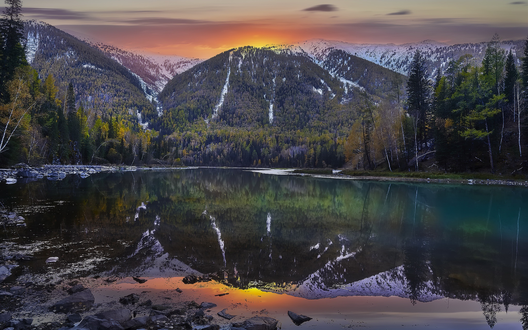 Free download wallpaper Nature, Mountain, Lake, Reflection, Sunrise, Earth on your PC desktop