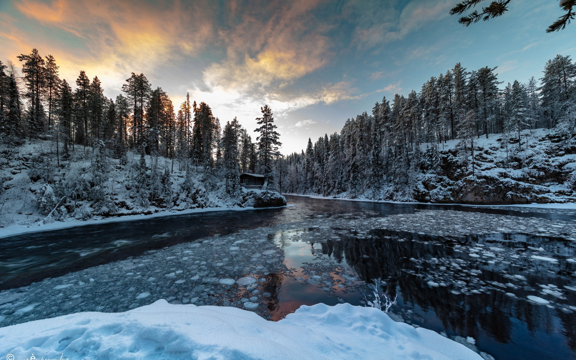 Free download wallpaper Winter, Ice, Snow, Forest, Earth, River on your PC desktop