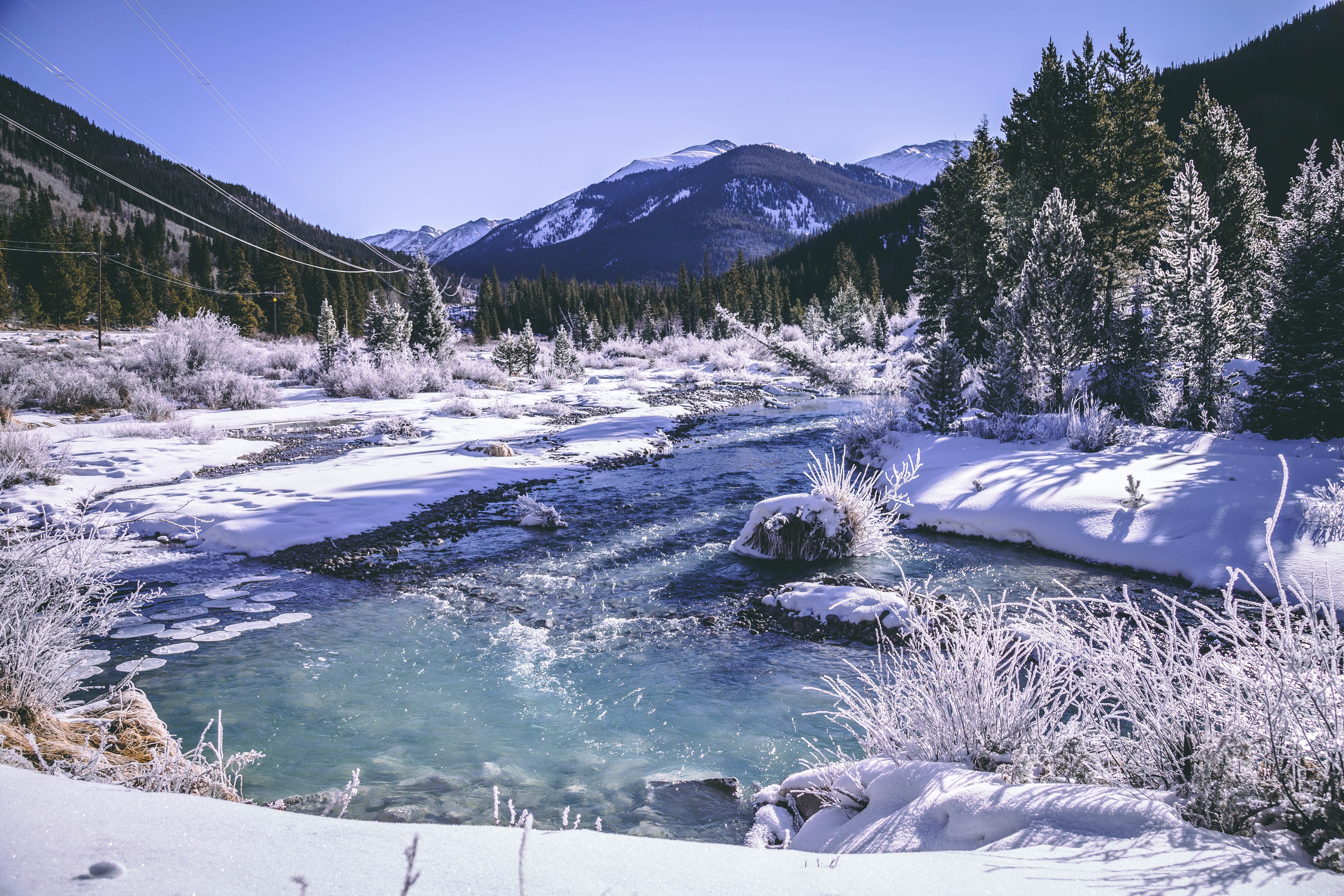 Baixe gratuitamente a imagem Natureza, Árvores, Montanhas, Neve, Lago, Inverno na área de trabalho do seu PC
