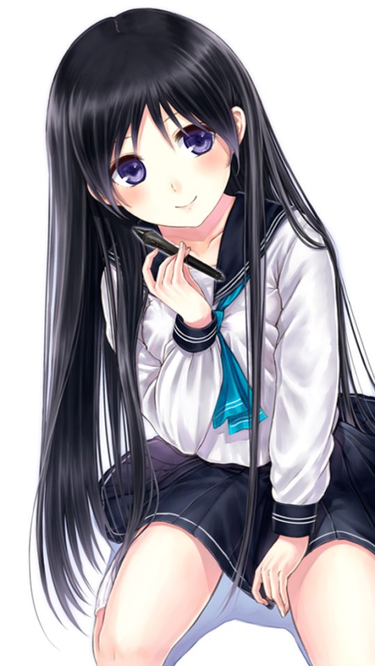 Download mobile wallpaper Anime, Girl, School Uniform, Black Hair for free.