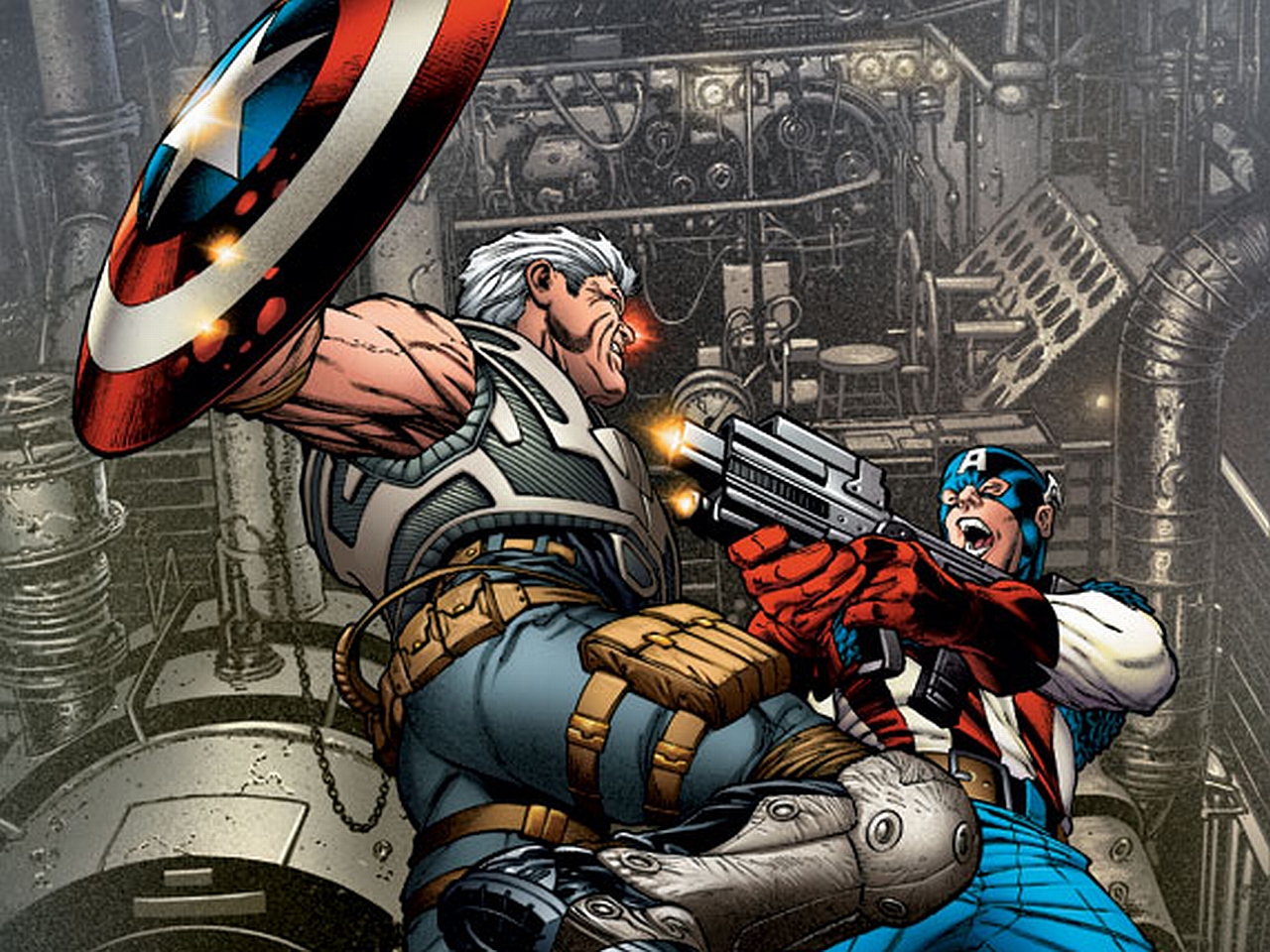 Скачать обои бесплатно Комиксы, Капитан Америка, Мстители, Кейбл (Marvel Comics) картинка на рабочий стол ПК