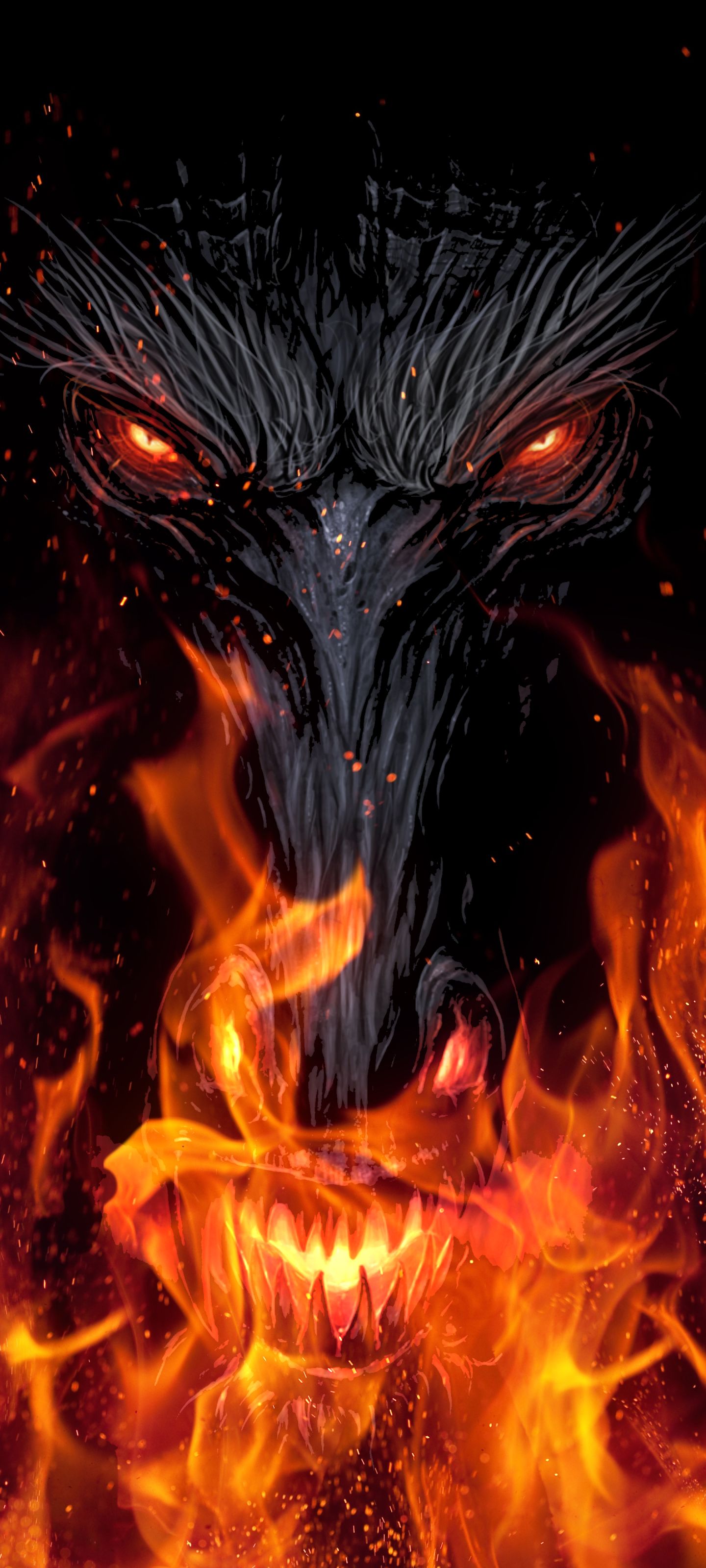 Download mobile wallpaper Dark, Flame, Demon for free.