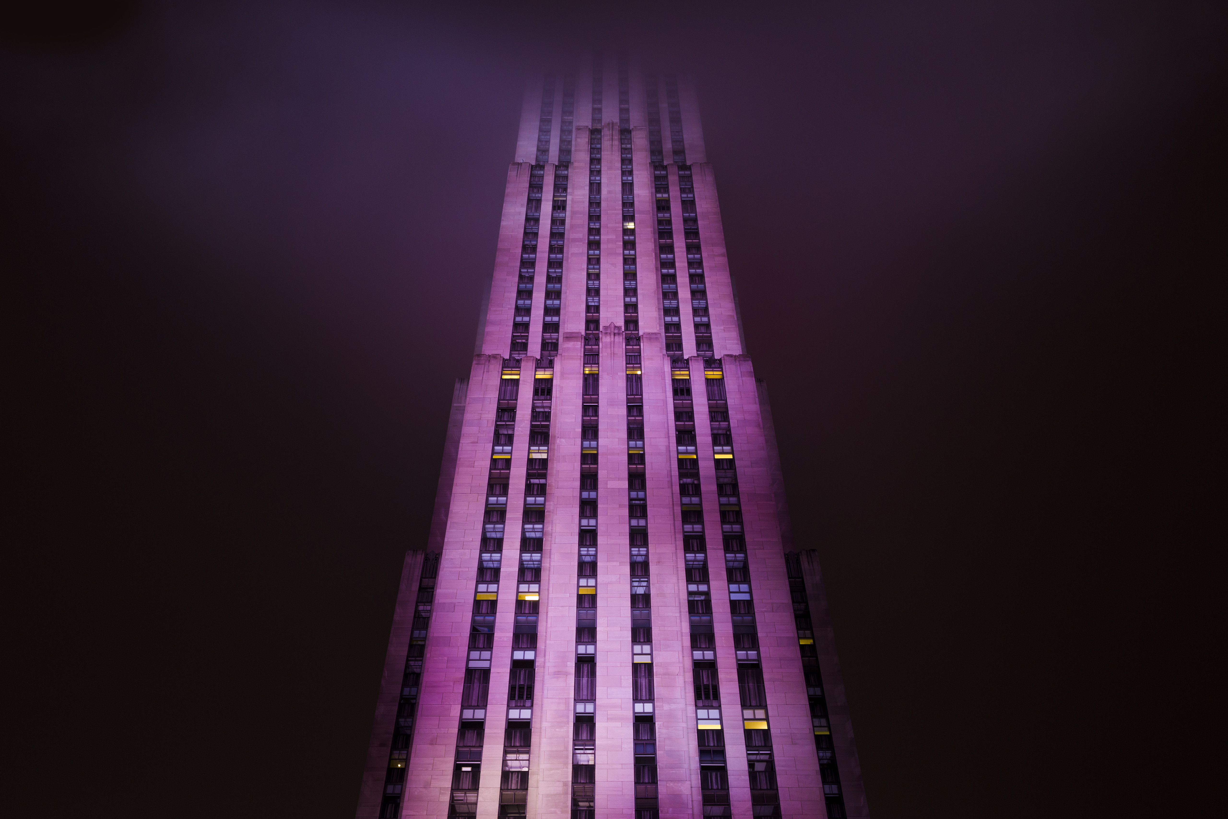Download mobile wallpaper Fog, Facade, Cities, Building, Skyscraper, New York for free.