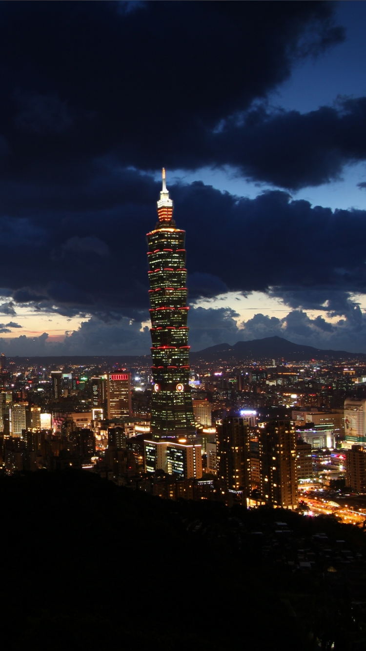 Скачать картинку Города, Облака, Город, Облако, Тайвань, Тайбэй, Сделано Человеком в телефон бесплатно.