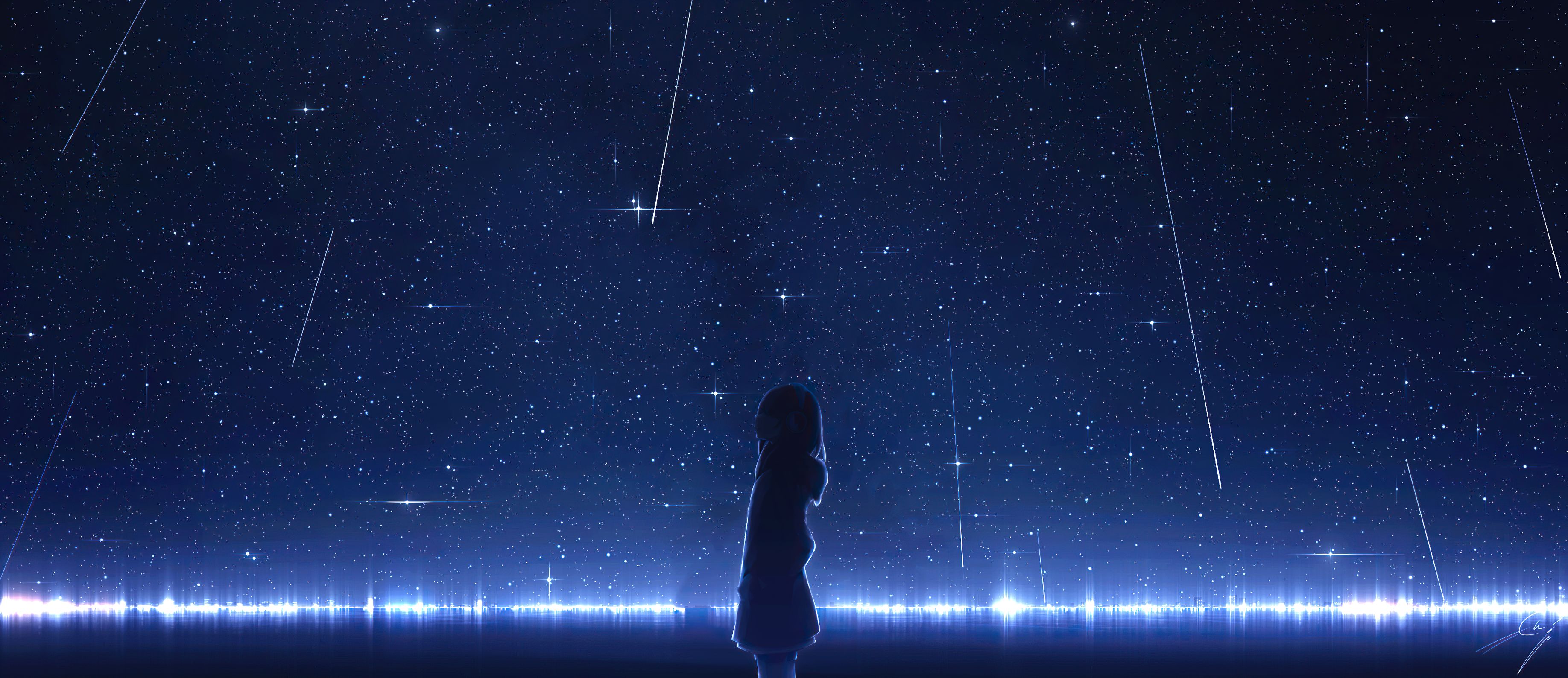 Baixar papel de parede para celular de Anime, Estrelas, Original, Estrela Cadente gratuito.