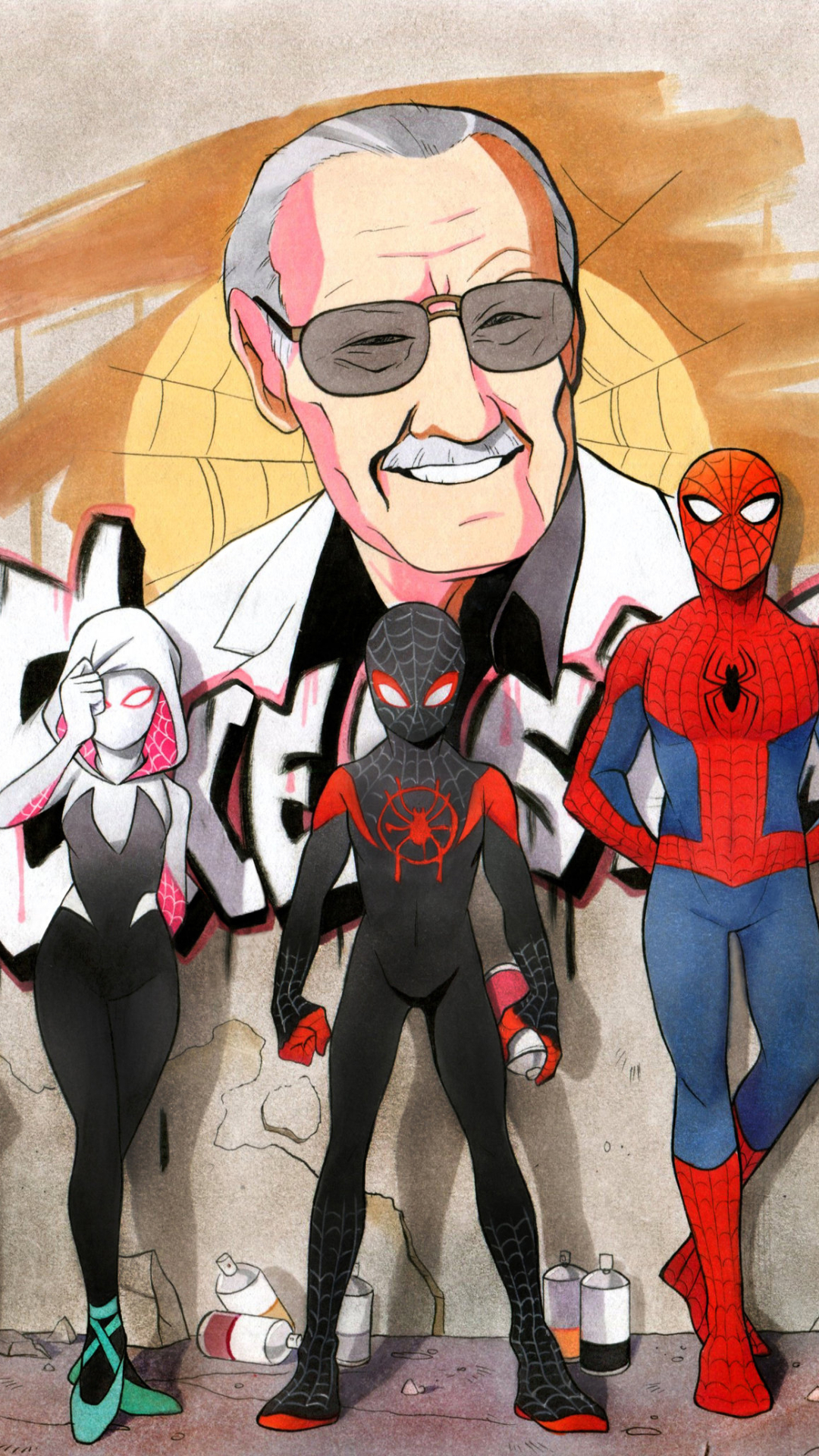 Handy-Wallpaper Filme, Spider Man, Meilen Morales, Stan Lee, Spider Gwen, Spider Man: A New Universe kostenlos herunterladen.
