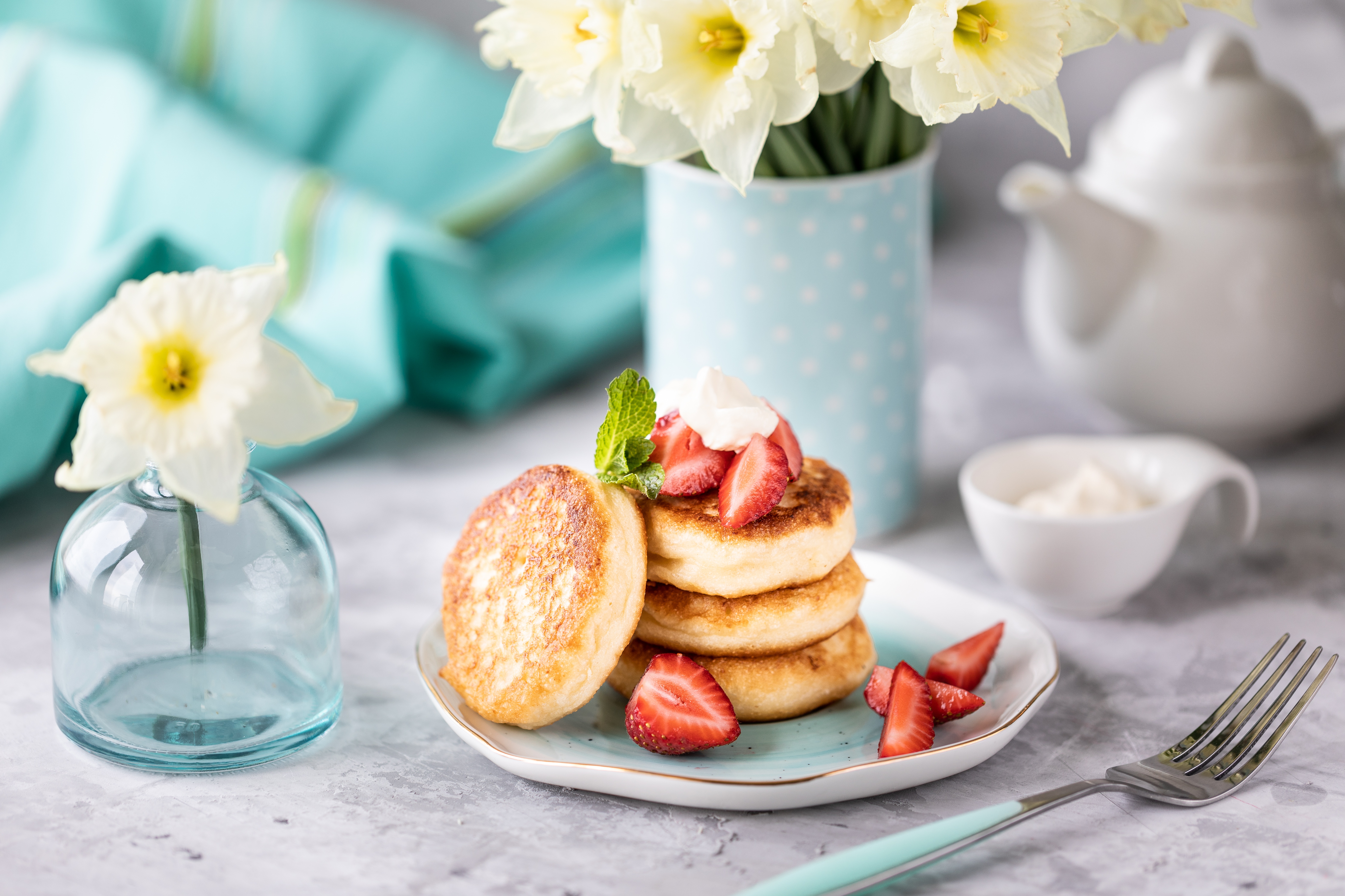 Download mobile wallpaper Food, Strawberry, Still Life, Breakfast, Pancake for free.