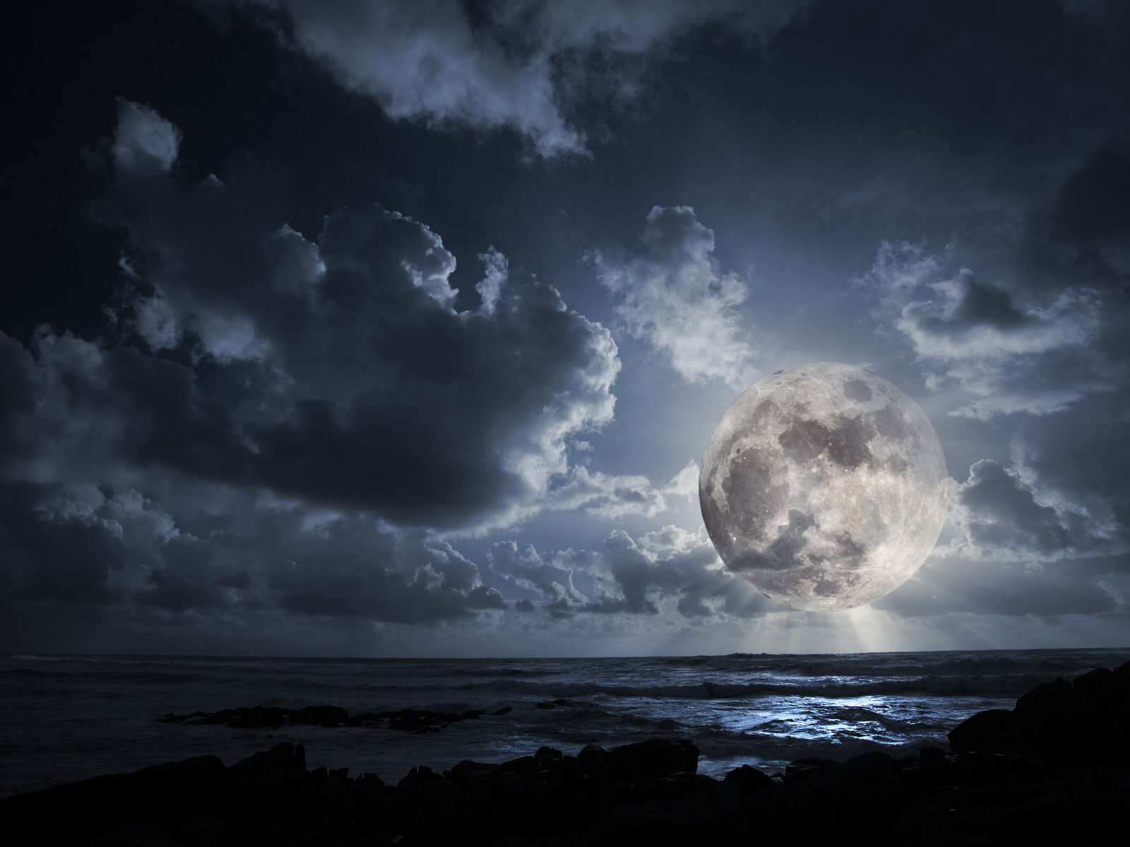Laden Sie das Landschaft, Sky, Sea, Clouds, Mond-Bild kostenlos auf Ihren PC-Desktop herunter