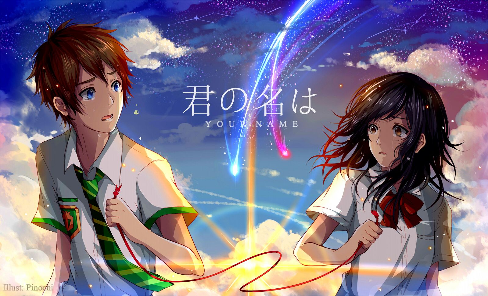 Laden Sie das Animes, Your Name Gestern Heute Und Für Immer, Kimi No Na Wa, Mitsuha Miyamizu, Taki Tachibana-Bild kostenlos auf Ihren PC-Desktop herunter
