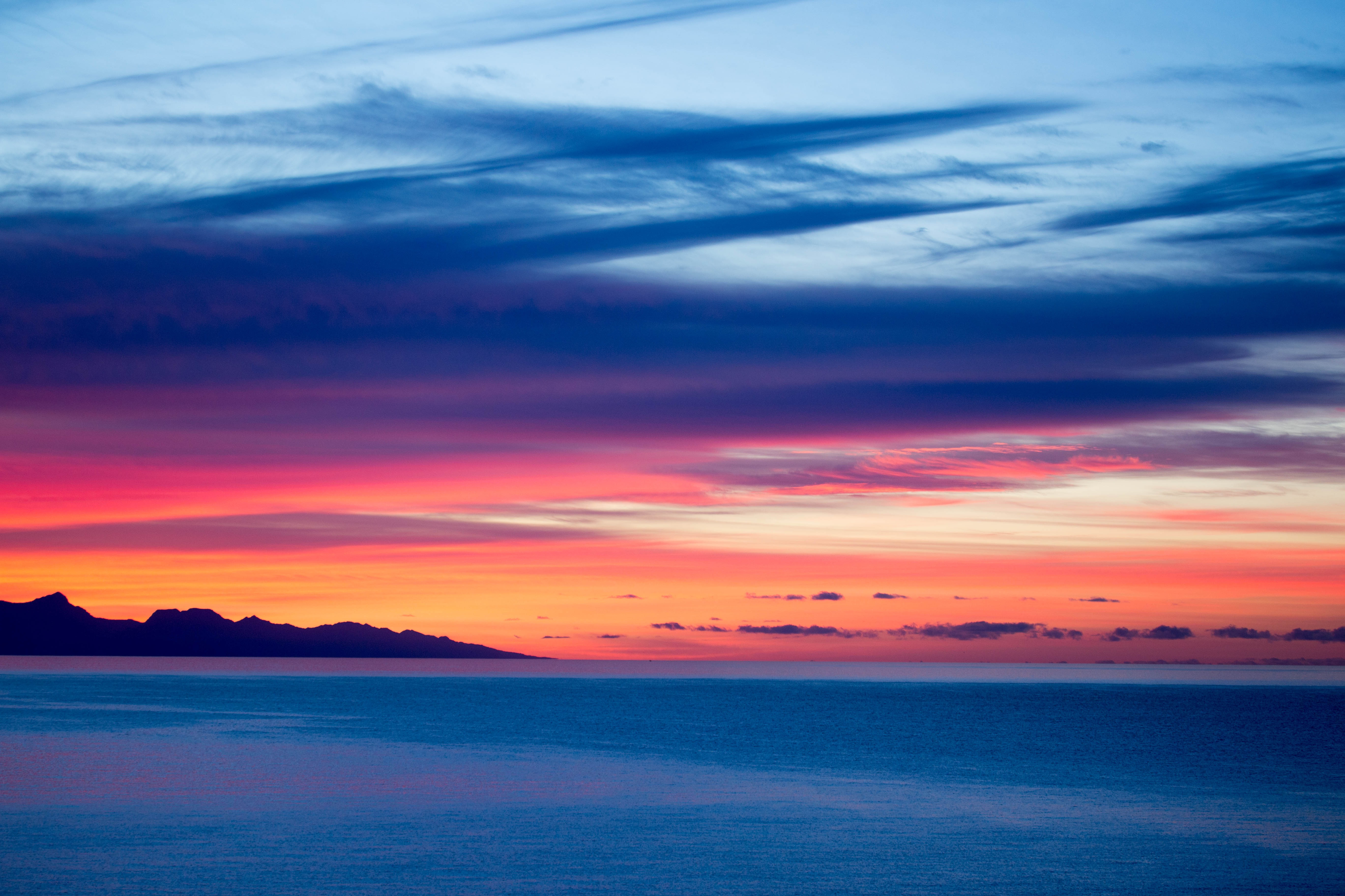 Download mobile wallpaper Nature, Sunset, Sky, Horizon, Ocean, Earth, Cloud for free.