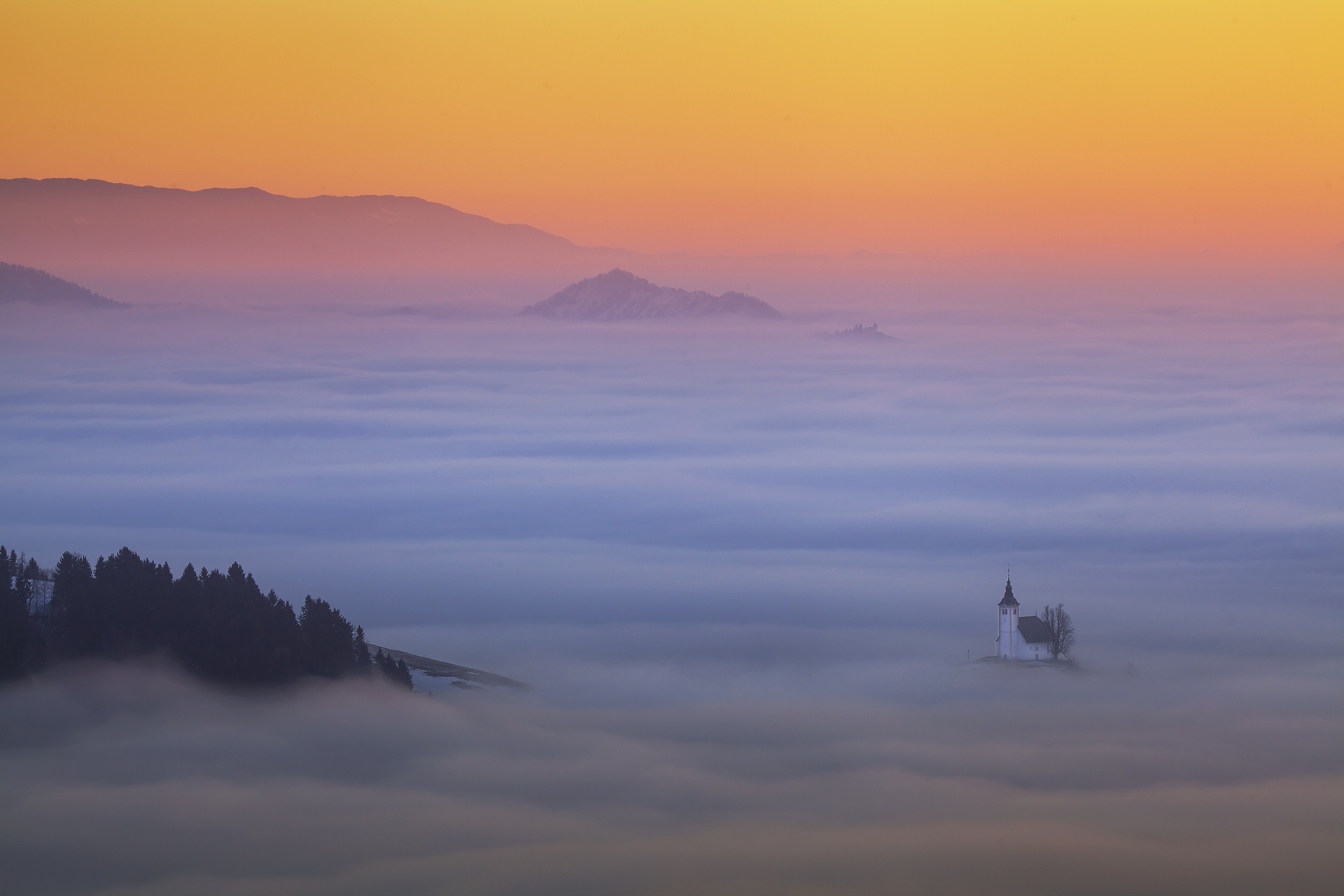 Download mobile wallpaper Church, Churches, Religious, Sea Of Clouds for free.