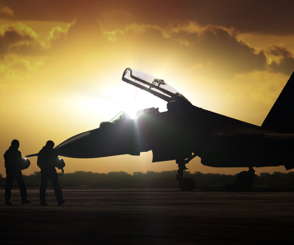 Download mobile wallpaper Sunset, Silhouette, Aircraft, Military, Jet Fighter, Warplane, Sukhoi Su 30, Jet Fighters for free.