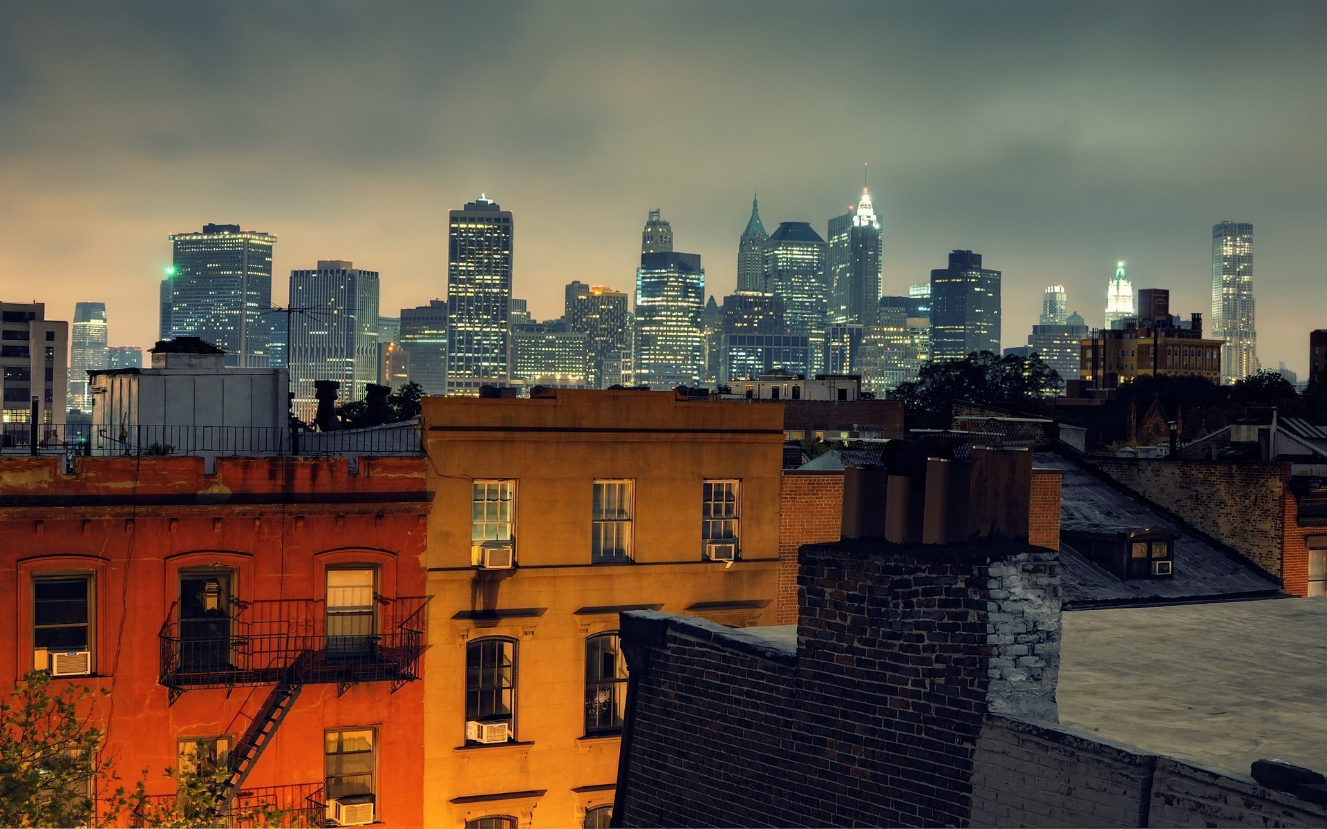 Скачать картинку Бруклин Хайтс, Манхэттен, Нью Йорк, Сша, Города, Сделано Человеком, Ночь в телефон бесплатно.