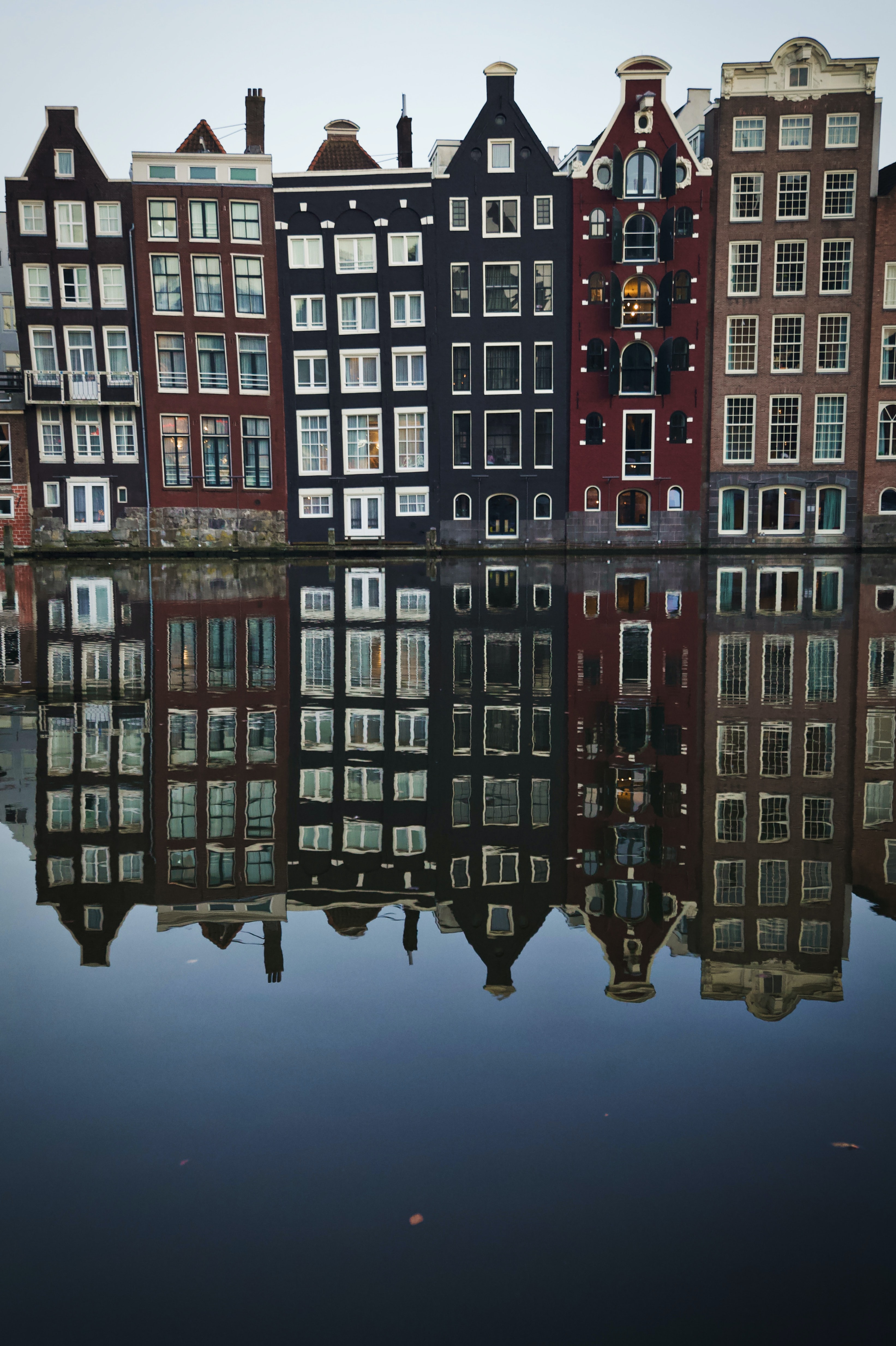 cities, water, houses, architecture, building, reflection Panoramic Wallpaper