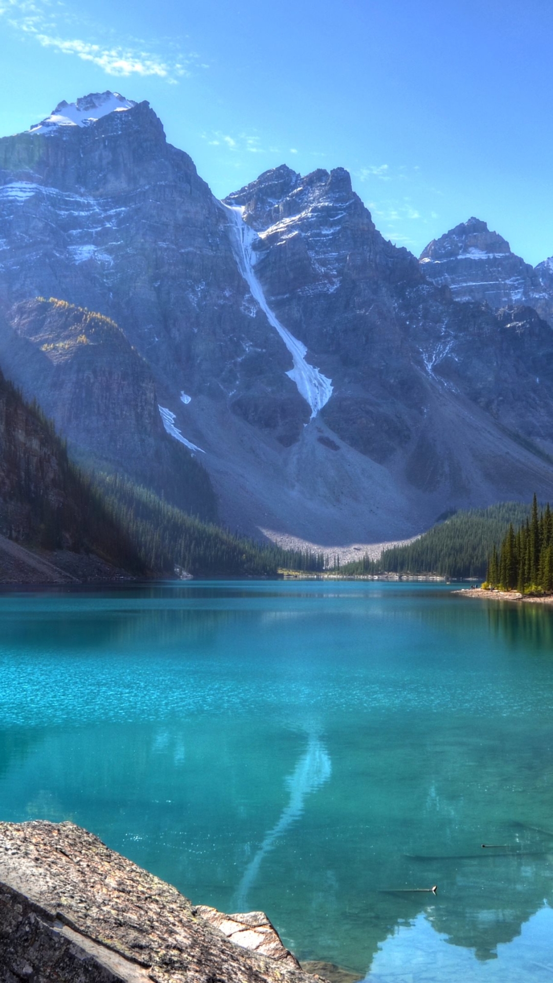 Скачать картинку Озера, Гора, Озеро, Отражение, Канада, Альберта, Национальный Парк Банф, Земля/природа, Озеро Морейн, Канадские Скалистые Горы в телефон бесплатно.