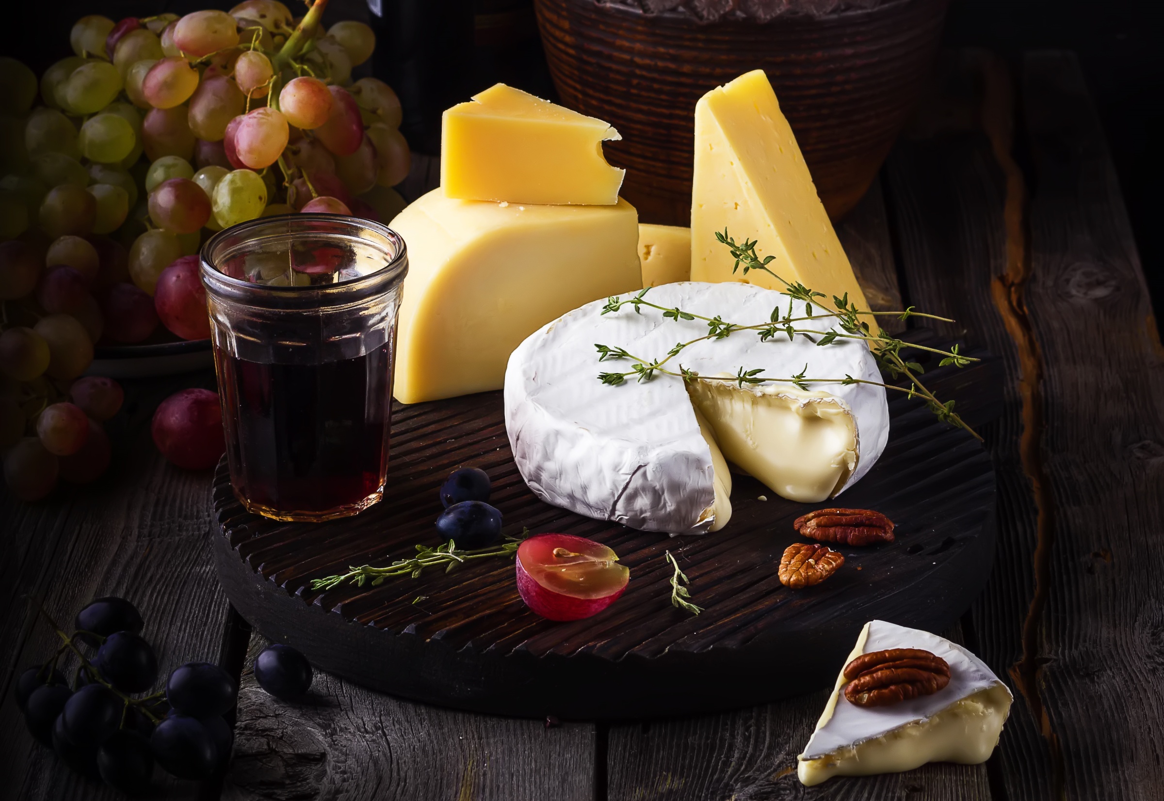 Download mobile wallpaper Food, Cheese, Grapes, Still Life, Fruit for free.
