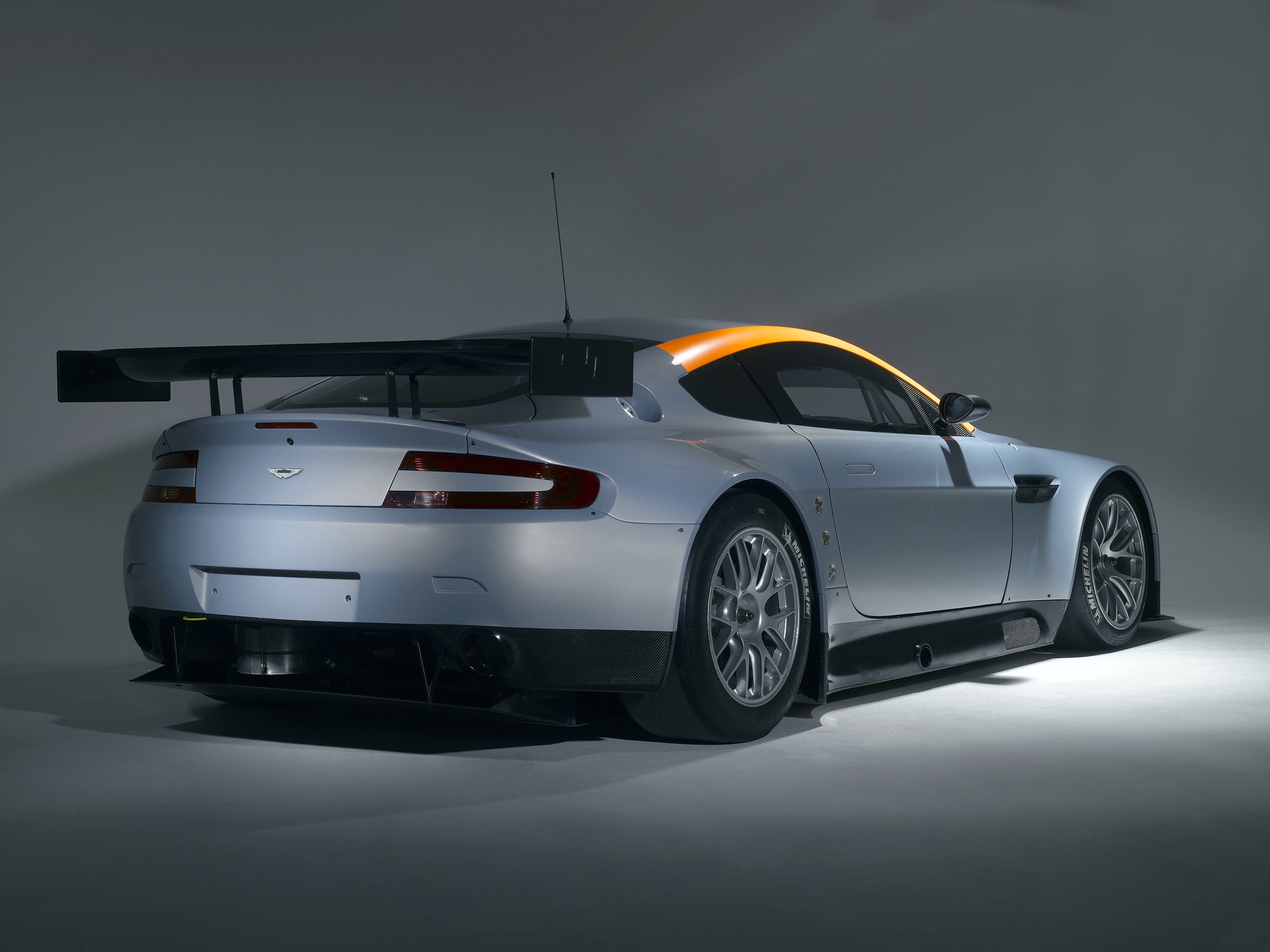 back view, cars, aston martin, grey, rear view, style, 2008, v8, vantage Phone Background