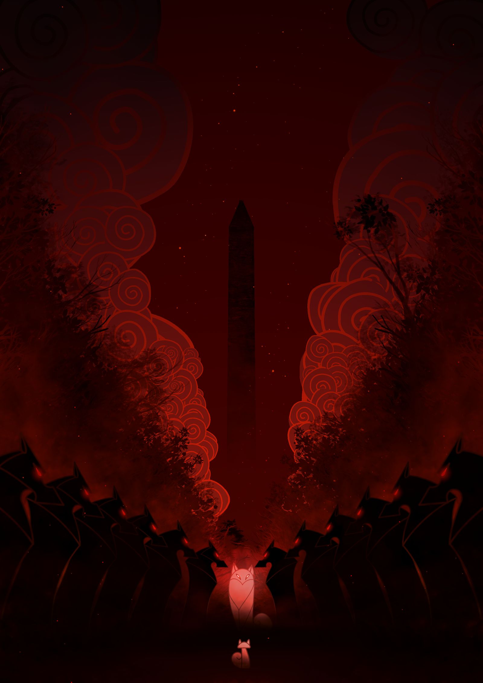 1920x1080 Background art, wolfs, red, stella