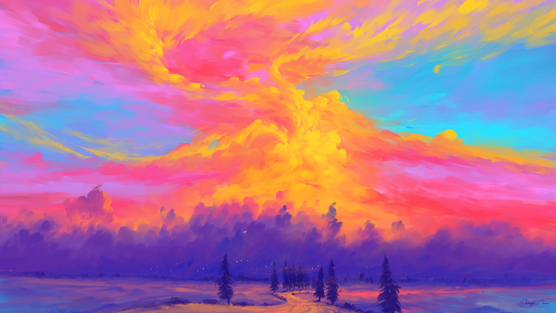 Free download wallpaper Landscape, Sky, Artistic, Cloud on your PC desktop