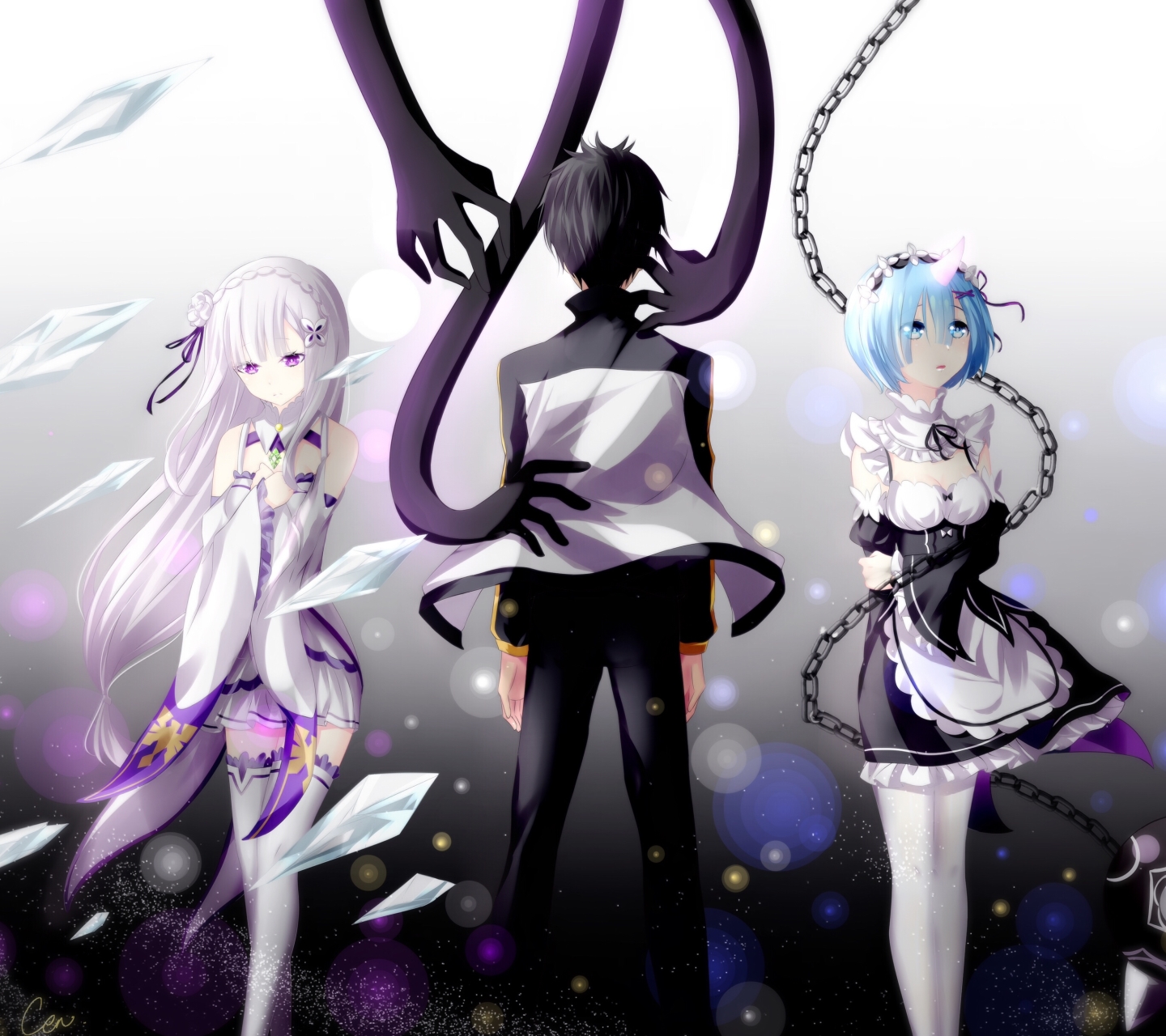Laden Sie das Animes, Emilia (Re: Zero), Re:zero Das Leben In Einer Anderen Welt Beginnen, Subaru Natsuki, Rem (Re: Null)-Bild kostenlos auf Ihren PC-Desktop herunter