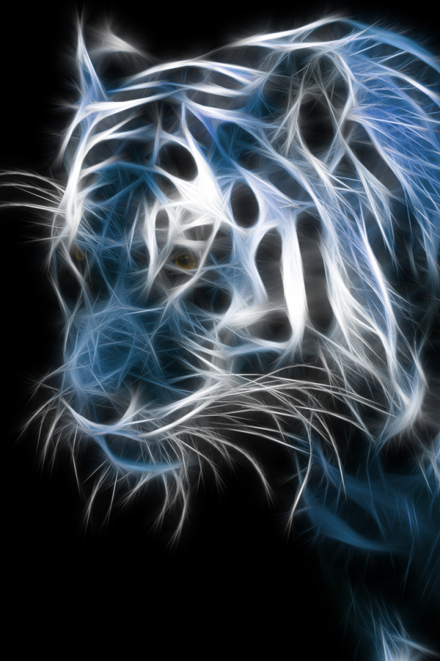 Скачать картинку Животные, Фрактал, Тигр, Белый Тигр, Кошки, Фракталь в телефон бесплатно.