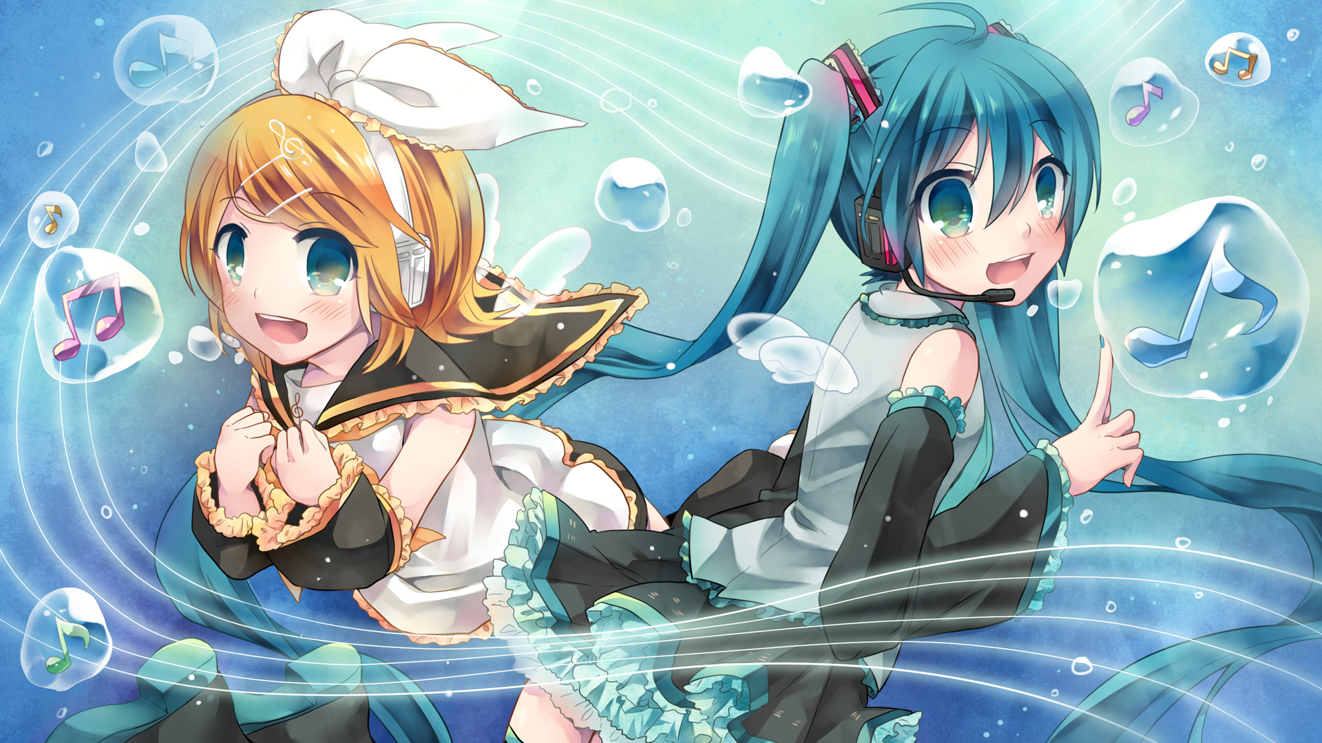 Baixar papel de parede para celular de Anime, Vocaloid, Hatsune Miku, Rin Kagamine gratuito.