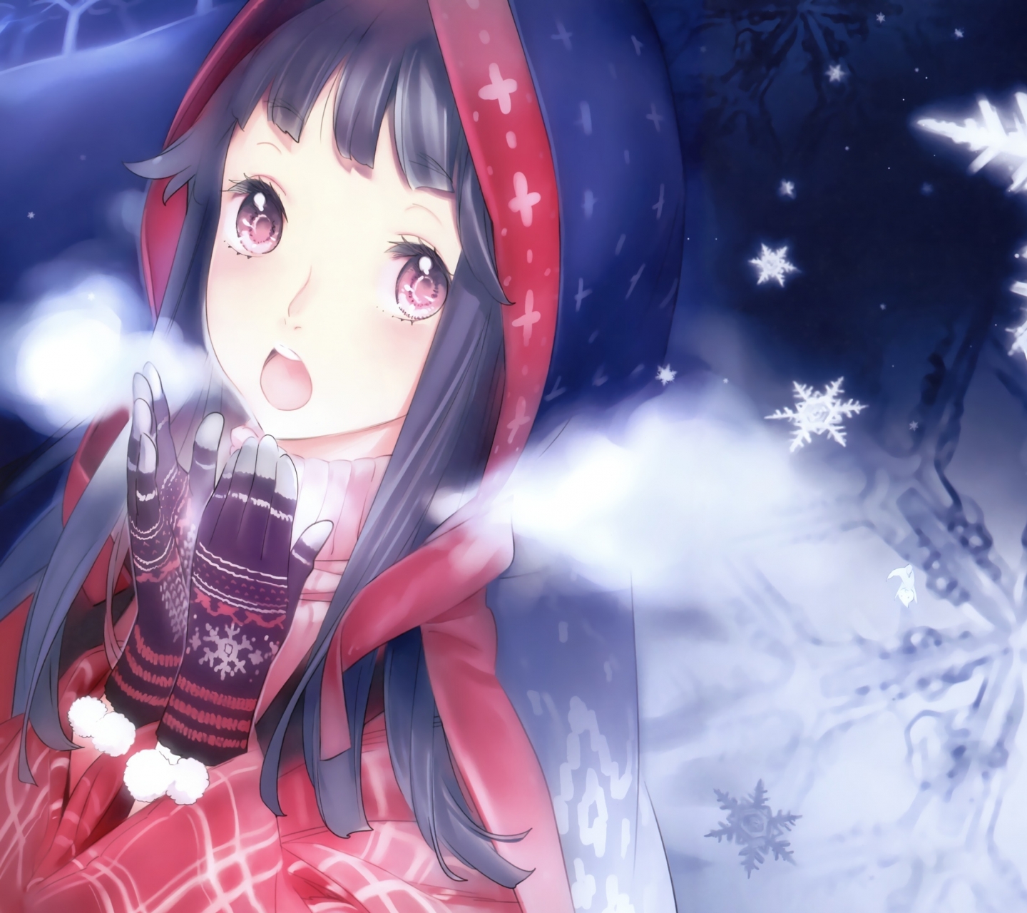 Download mobile wallpaper Anime, Winter, Snowflake, Original for free.