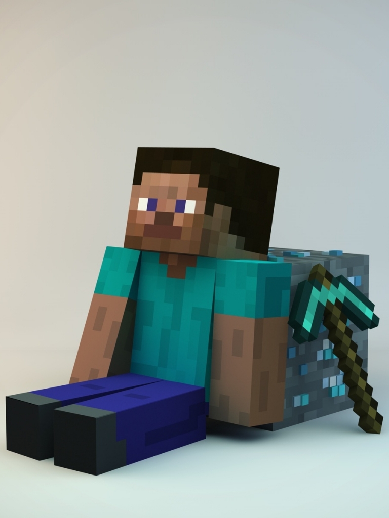 Download mobile wallpaper Minecraft, Video Game, Mojang, Pickaxe, Ore (Minecraft), Steve (Minecraft) for free.