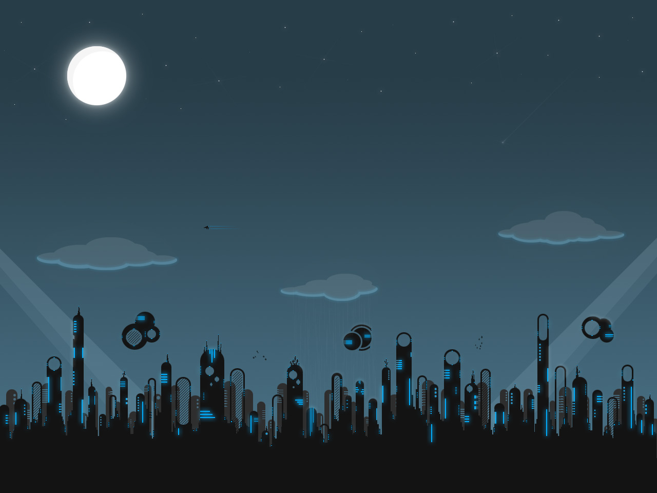 Download mobile wallpaper Moon, City, Vector, Artistic for free.