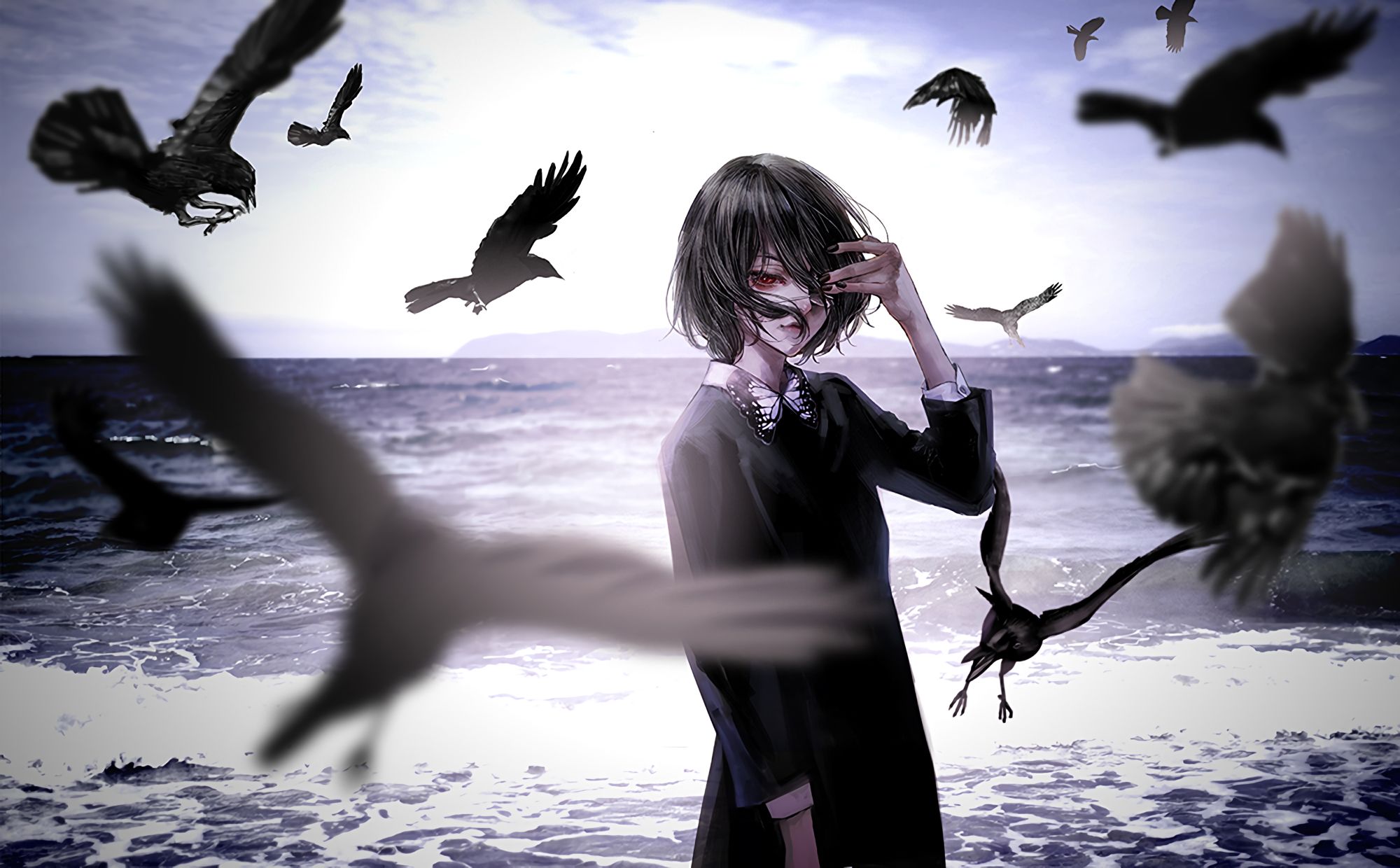 Download mobile wallpaper Anime, Bird, Short Hair, Another, Another (Anime), Mei Misaki for free.