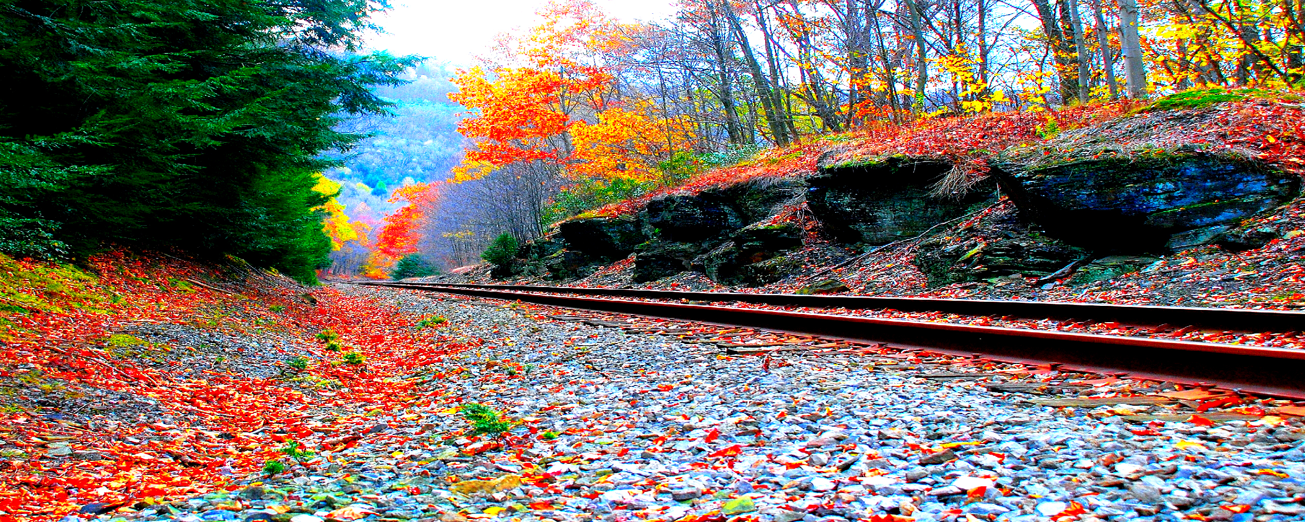 PCデスクトップに秋, 鉄道, マンメイド画像を無料でダウンロード