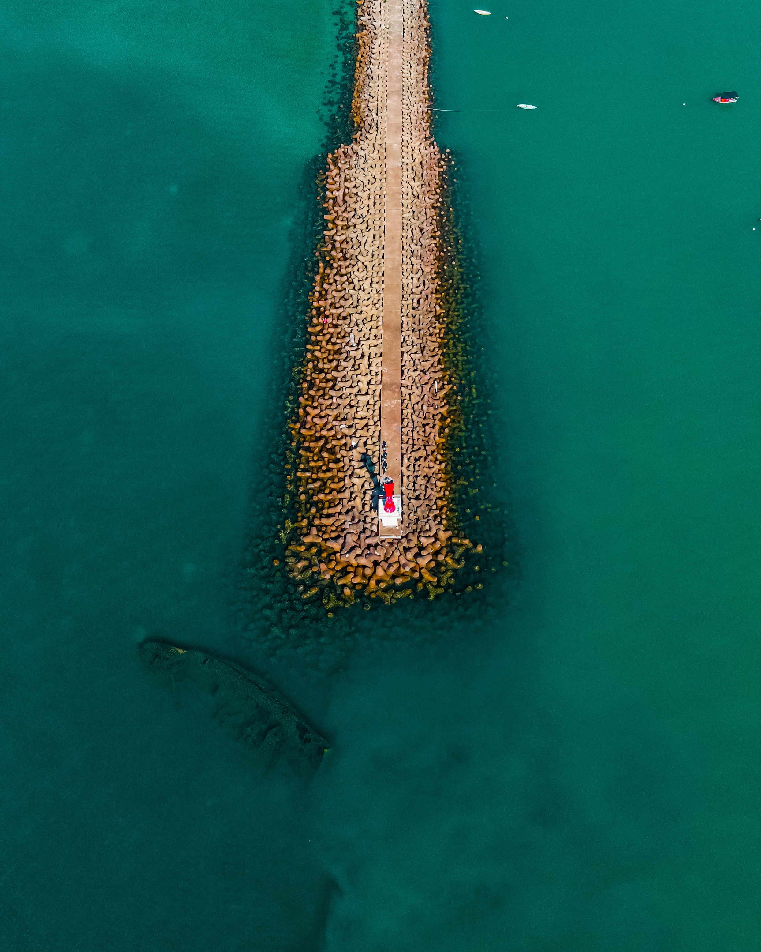 Download mobile wallpaper View From Above, Water, Nature, Pier for free.
