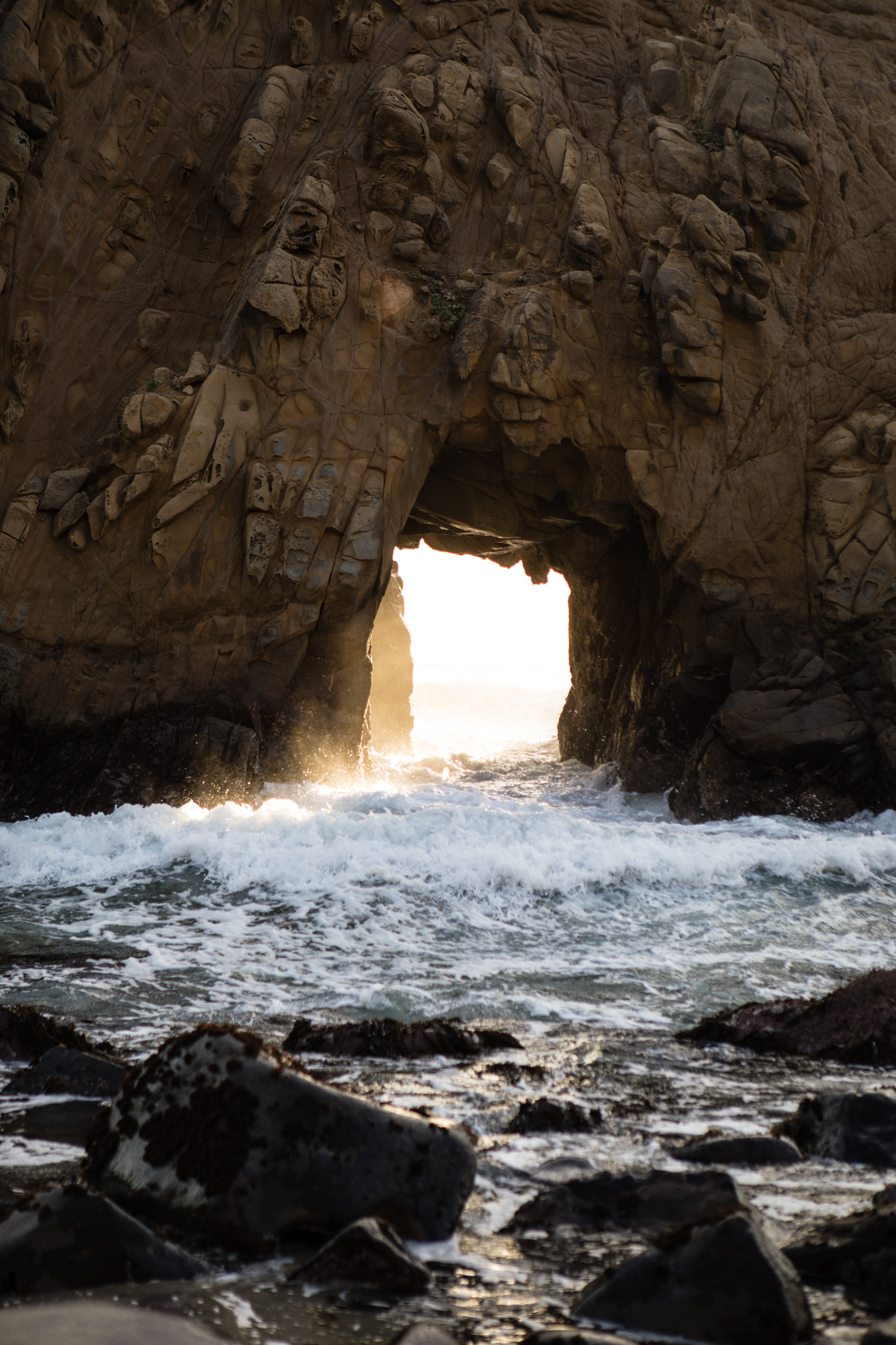 Download mobile wallpaper Rocks, Water, Waves, Nature, Cave for free.