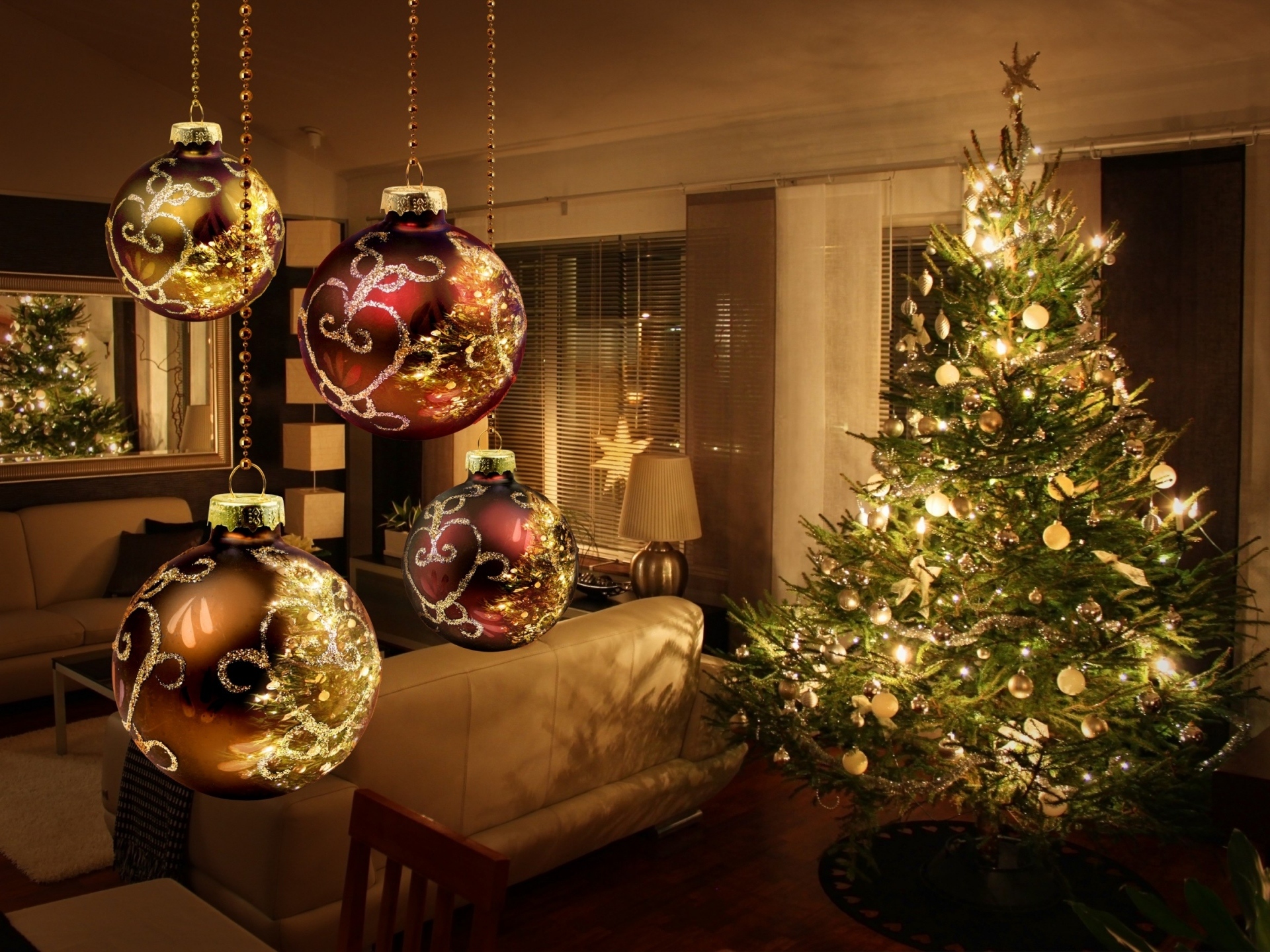874898 baixar imagens feriados, natal, bugiganga, árvore de natal, decoração, luzes, quarto - papéis de parede e protetores de tela gratuitamente